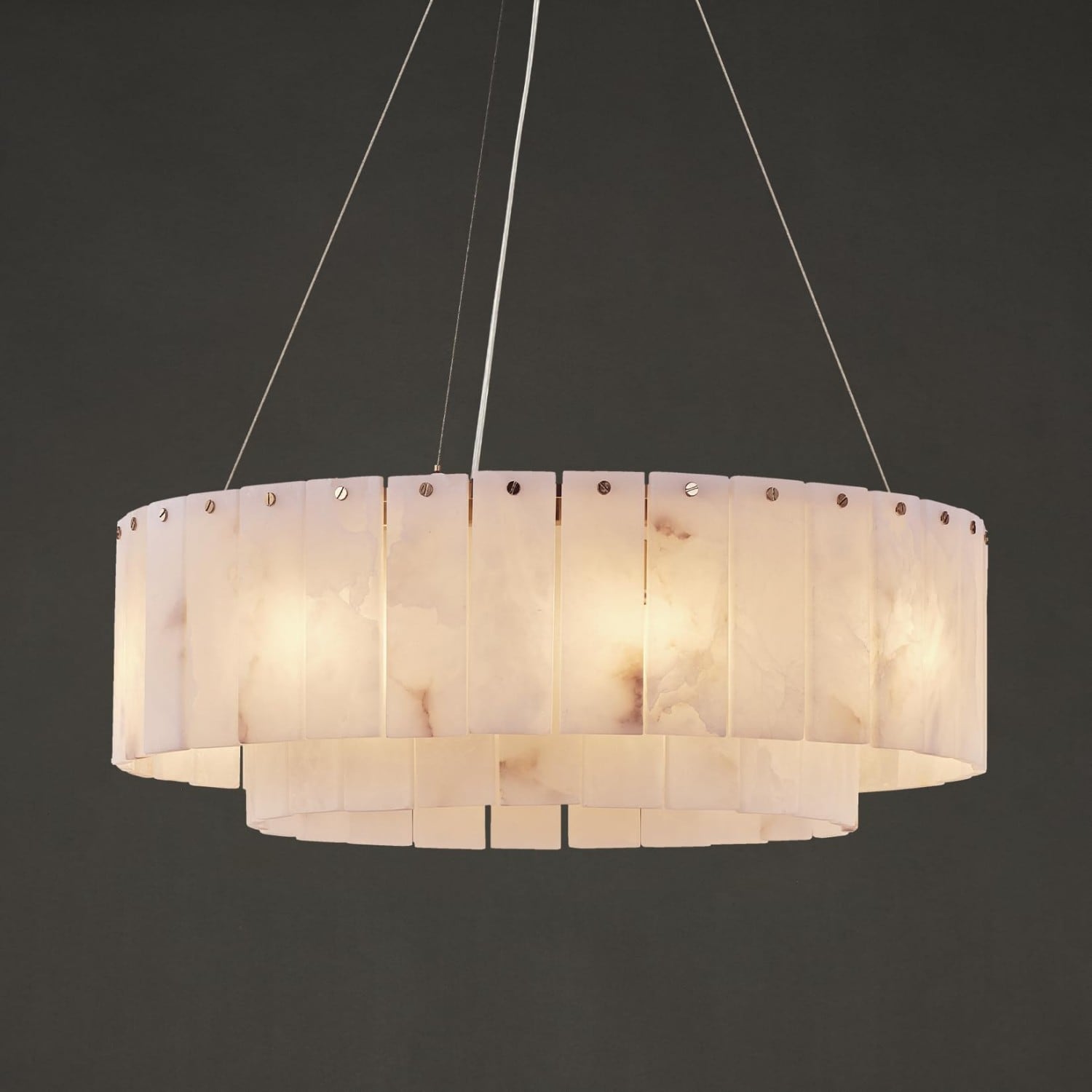 Mektix 23-in Natural Alabaster 10 Light Round Chandelier with Adjustable Cord and G9 Bulbs Included