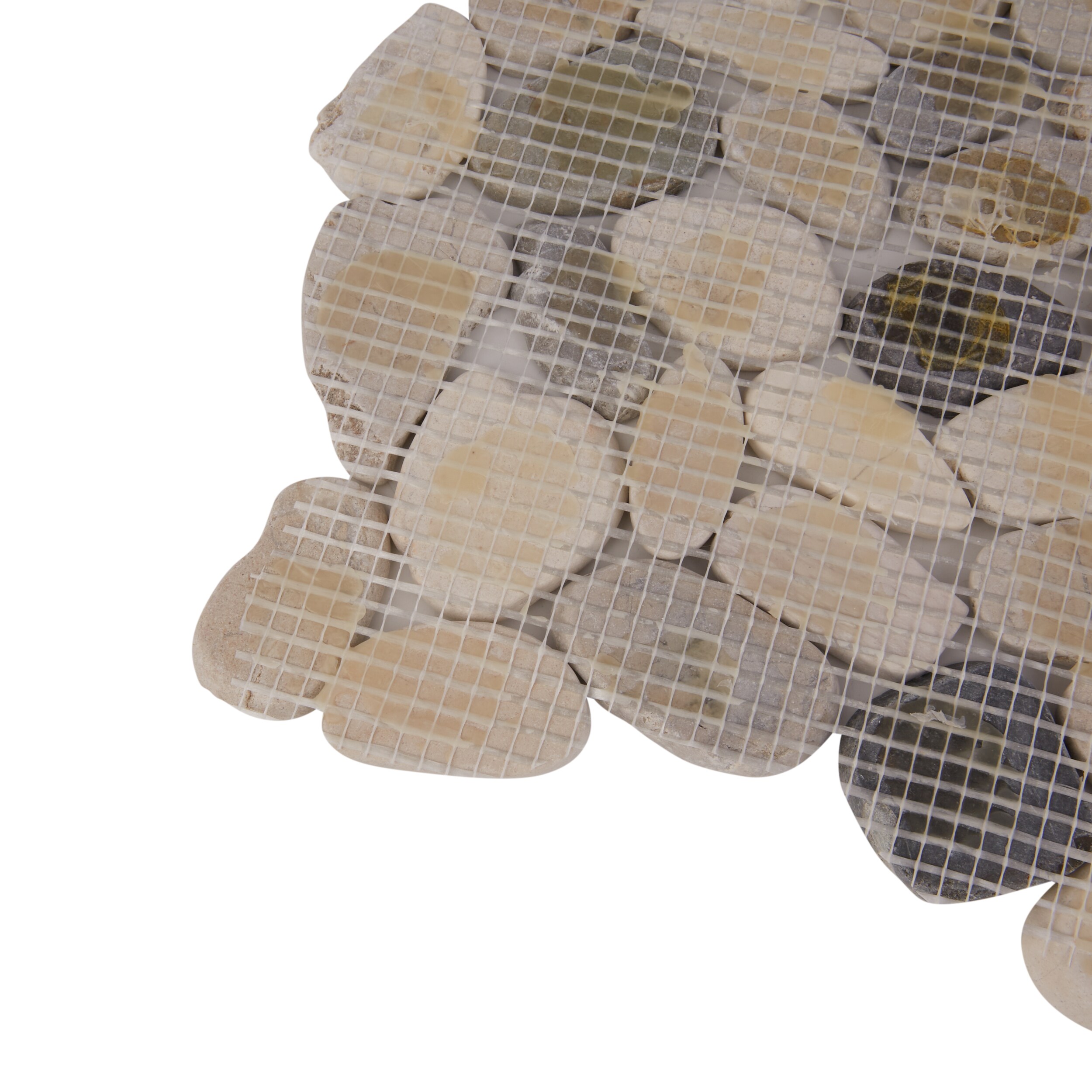 Rain Forest Rain Forest pebble tiles 5-Pack White, Gray, Tan 12-in x 12-in Honed Natural Stone Pebble Mosaic Floor Tile
