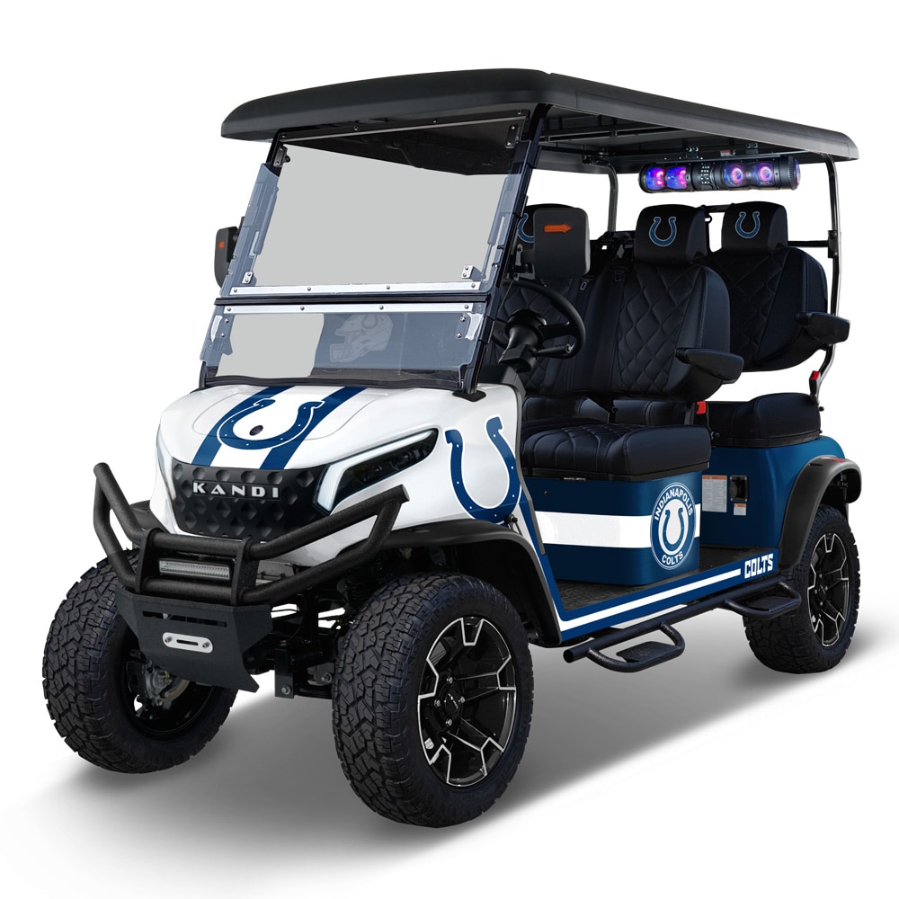KANDI NFL4PROF-L-IND Indianapolis Colts, 4 Seat Electric Golf Cart with Lithium Battery, Max Speed 15 MPH, NFL Licensed