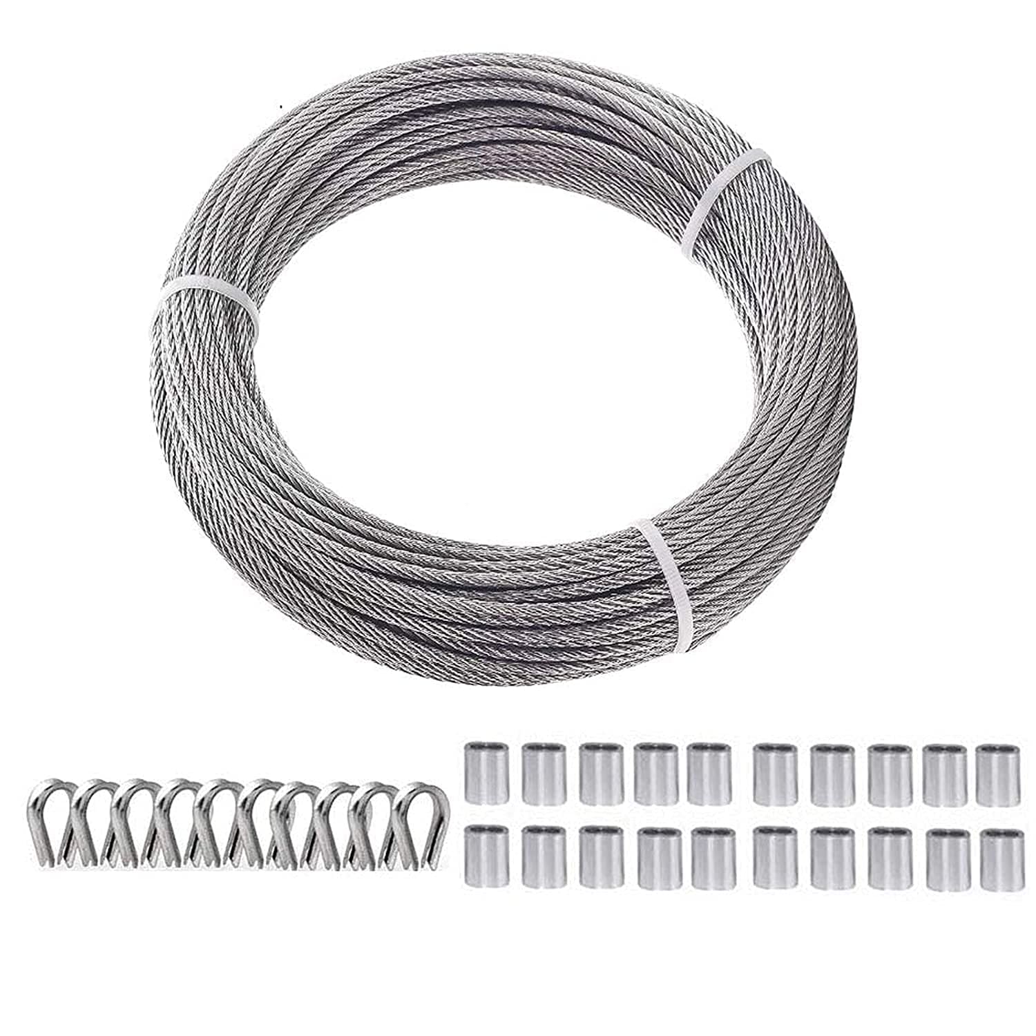Adrinfly Sun Shade Sail Cable Kit 1 Roll 50ft Vinyl Coated Steel Wire ...