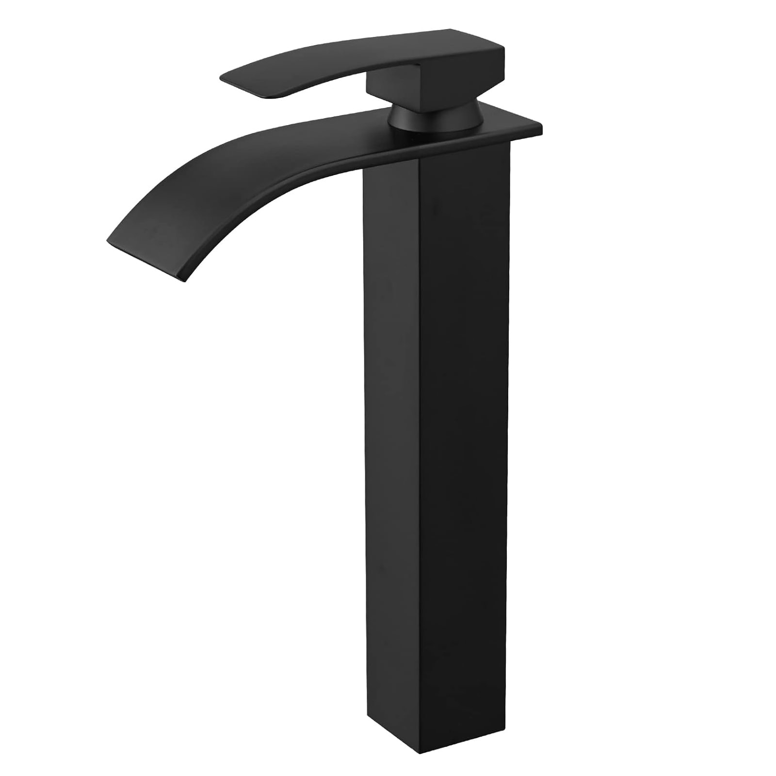BYH B-VSF001-MB Matte Black Vessel 1-handle WaterSense Waterfall Commercial/Residential Handle Bathroom Sink Faucet with Drain