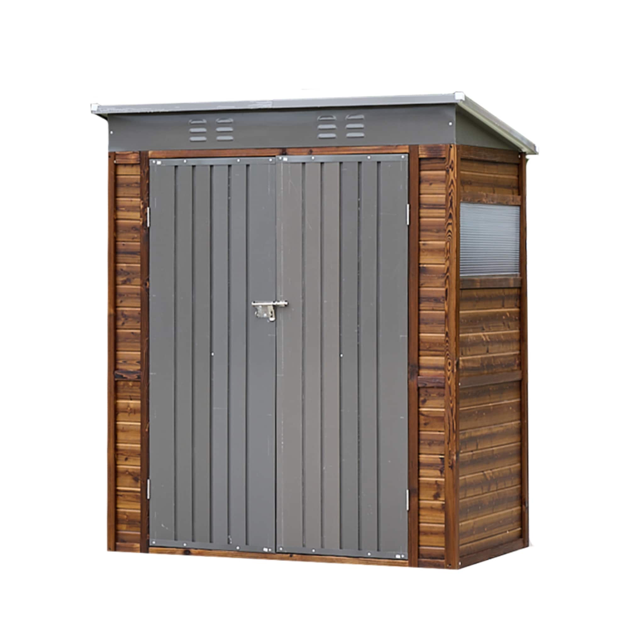 Mondawe MD-TP87AAE 5-ft x 3-ft Lean-to Style Galvanized steel Outdoor Storage Shed with 2 Windows 2 Doors (Installation Included)