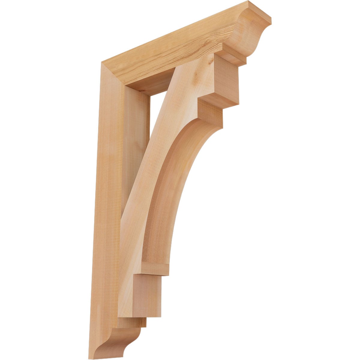 Ekena Millwork BKT04X20X32MRC01SWR Merced traditional smooth 3-1/2-in x 20-in x 32-in Western red cedar Brown Wood Standard bracket
