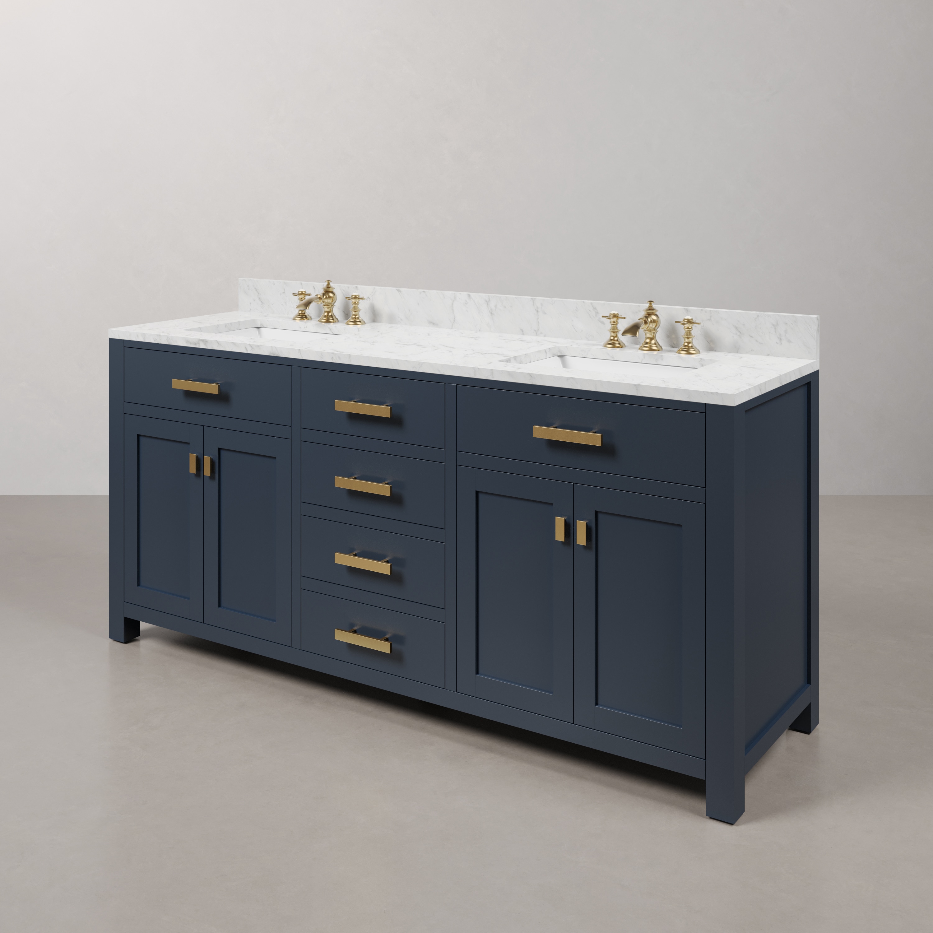 Water Creation Madison 72-in Monarch Blue Undermount Double Sink