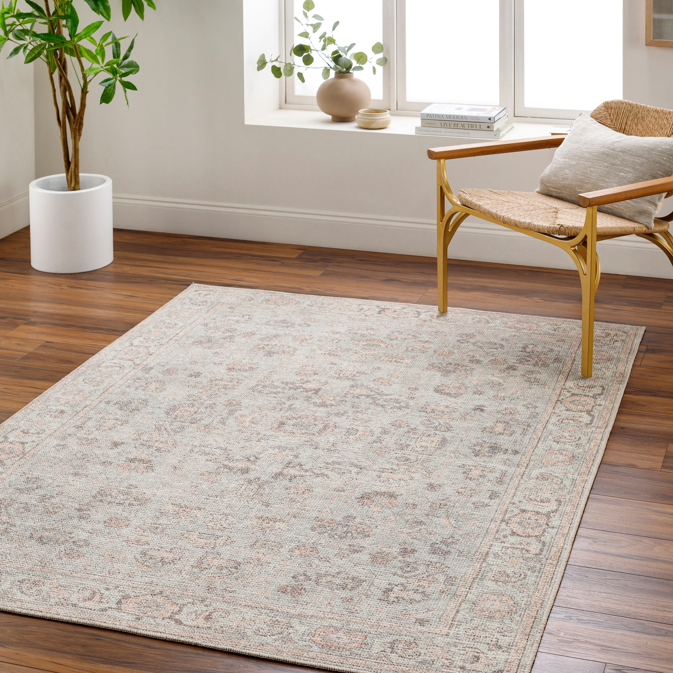 Our PNW Home Olympic 2 x 4 (ft) Flatweave Polyester Light Blue Rectangular Indoor Floral/Botanical Vintage Professionally Clean Only Pet Friendly Area rug