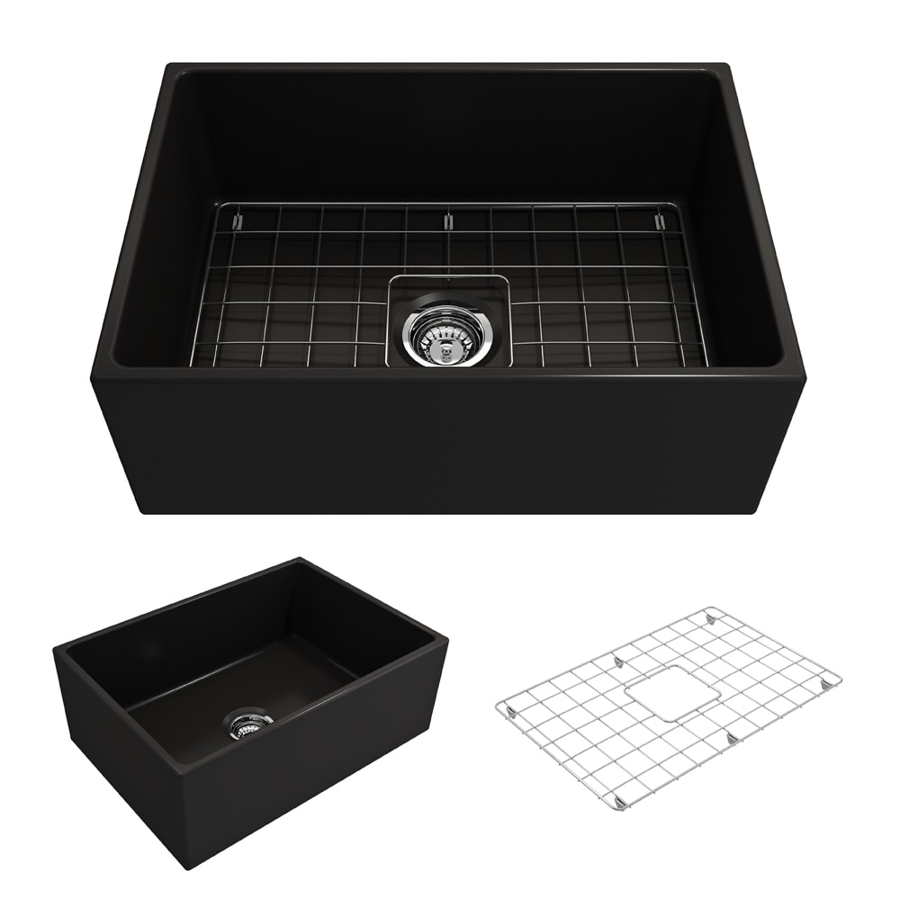 BOCCHI 1356-004-0120 Contempo Farmhouse apron front 27-Inches x 19-Inches Fireclay Single bowl Kitchen Sink