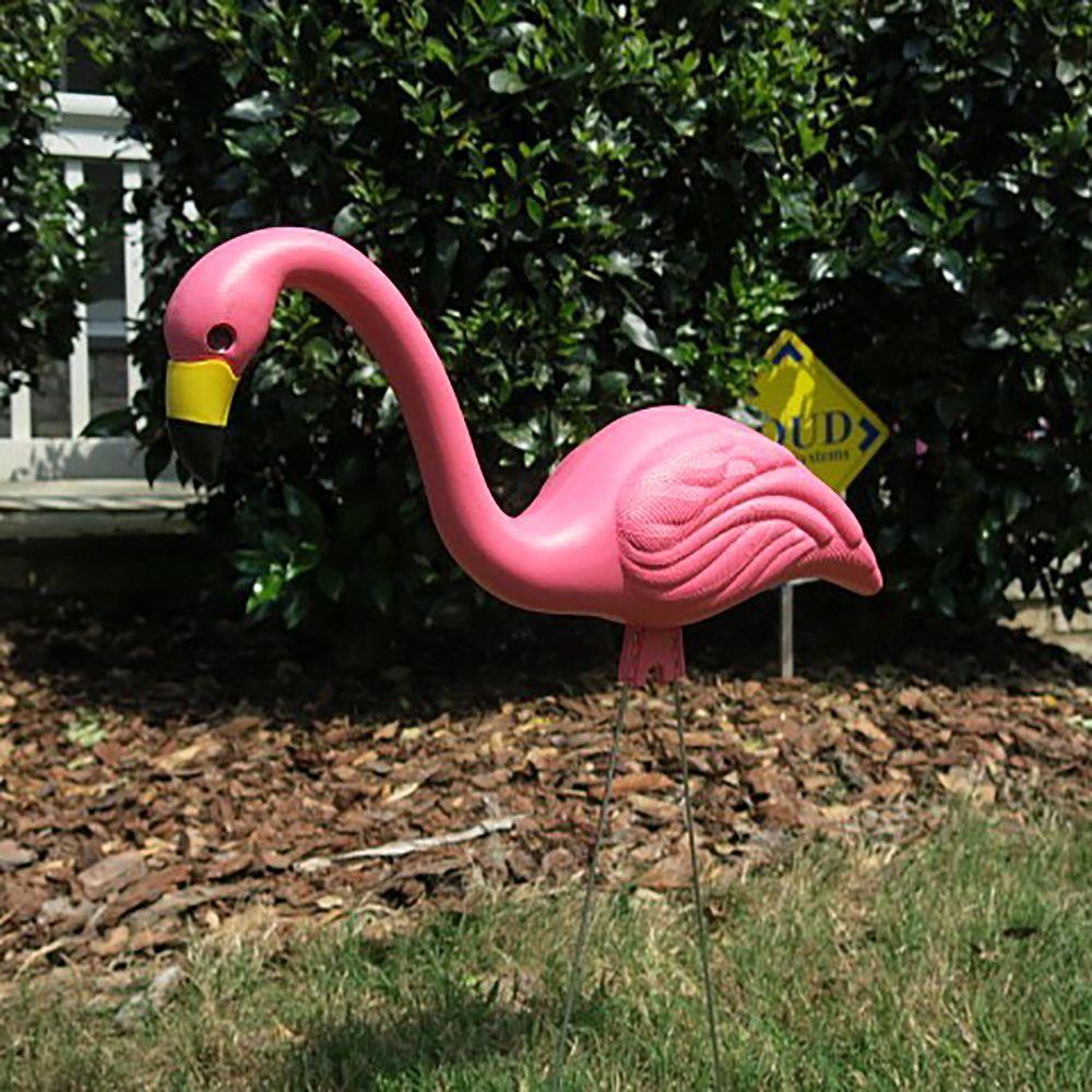 20.24-in H x 4.71-in W Pink Flamingo Garden Statue HDR-085317 at Lowes.com