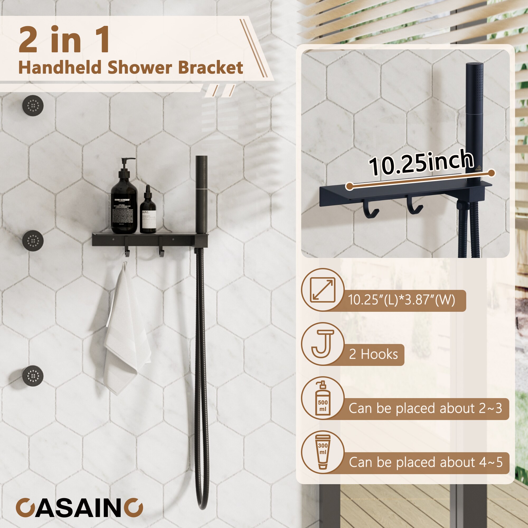 CASAINC KCHS0004-12MB Showerhead-Bar-Panels - View #8