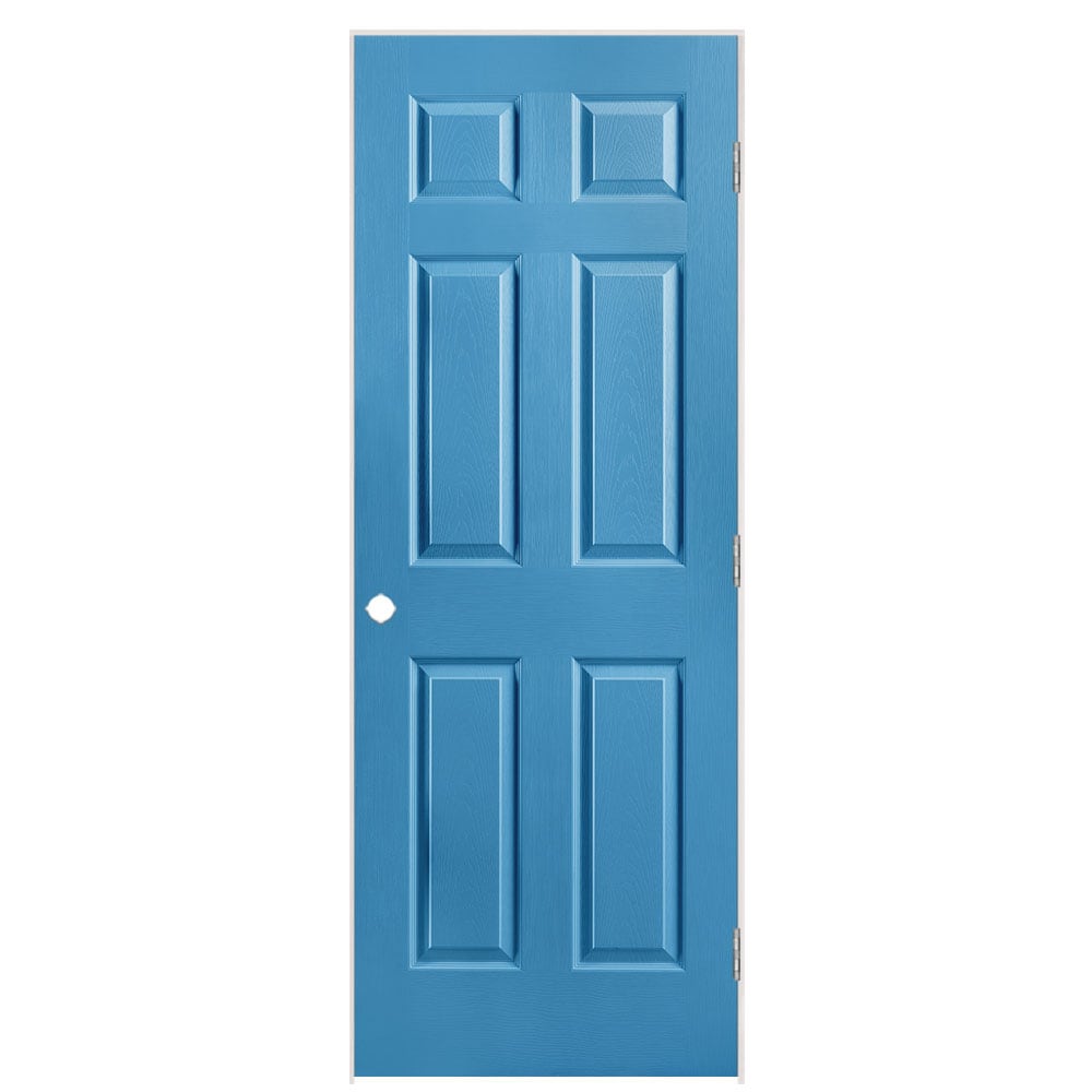 Masonite 1316766 30-in x 80-in Blue Heron Hollow core 6-panel Right hand Textured Prefinished Molded composite Flat Jamb Single Prehung Interior Door