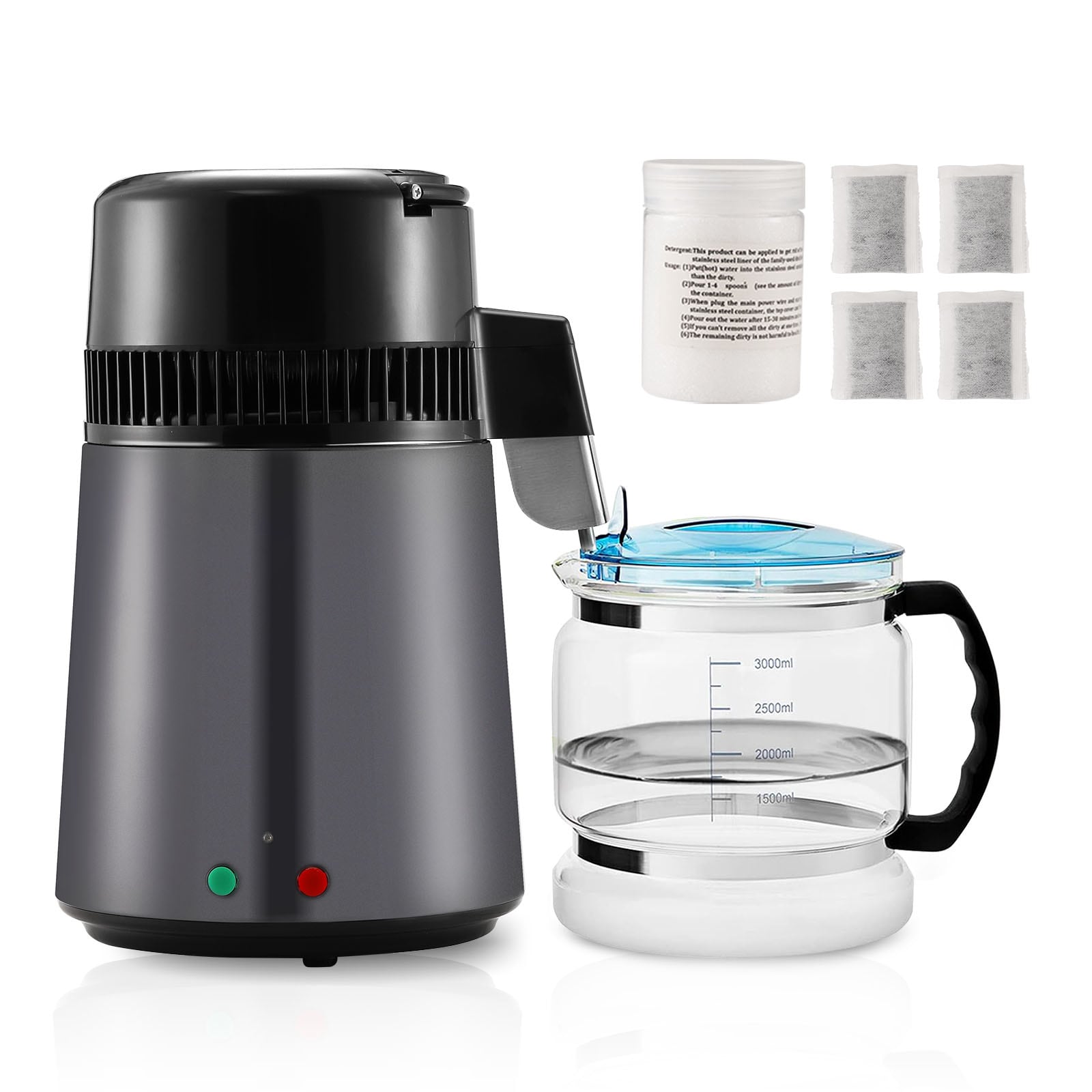 VEVOR SCBXGZLSJXB400665V1 750 W 6.3 Gal/D Water Distiller Gray 1 -Cup Electric kettle with Automatic Shut-Off