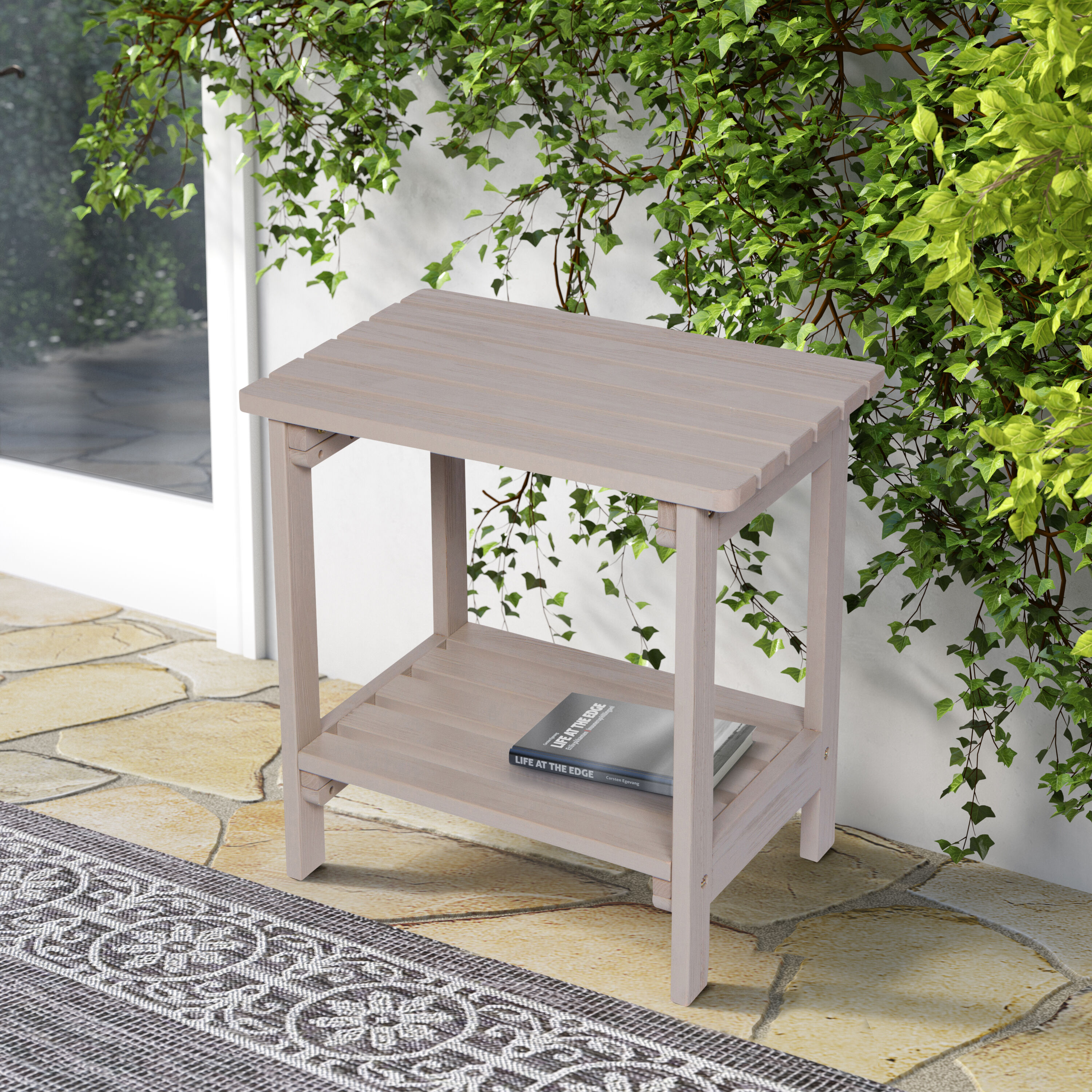 Gray Cedar Wood Rectangular Indoor/Outdoor Side Table