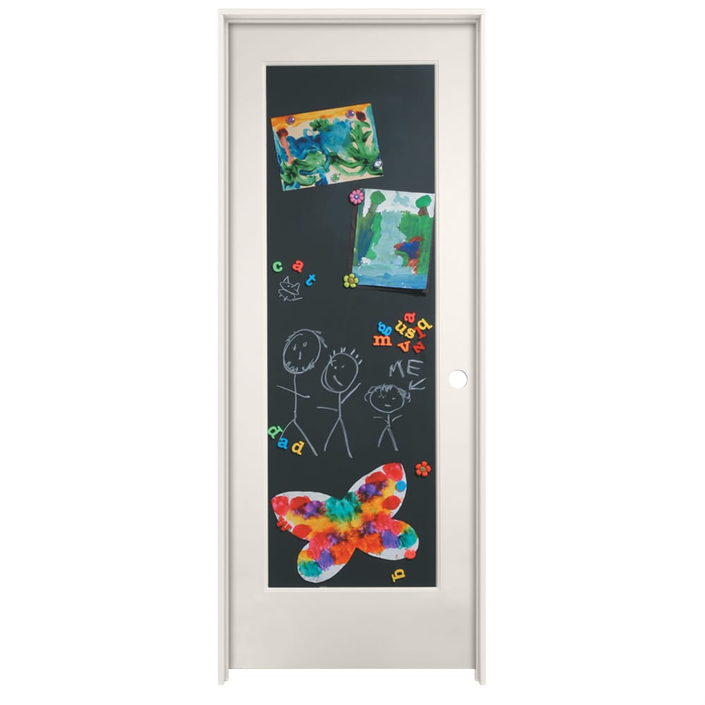 American Building Supply LO967258 30-in x 80-in White Solid core Chalkboard Left hand Smooth Prefinished MDF Flat Jamb Single Prehung Interior Door