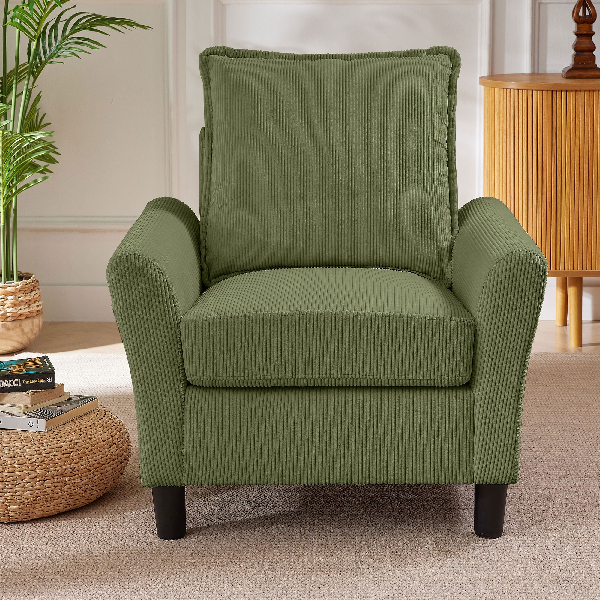 Jarenie - 31.2-in W Modern Green Corduroy Accent Armchair