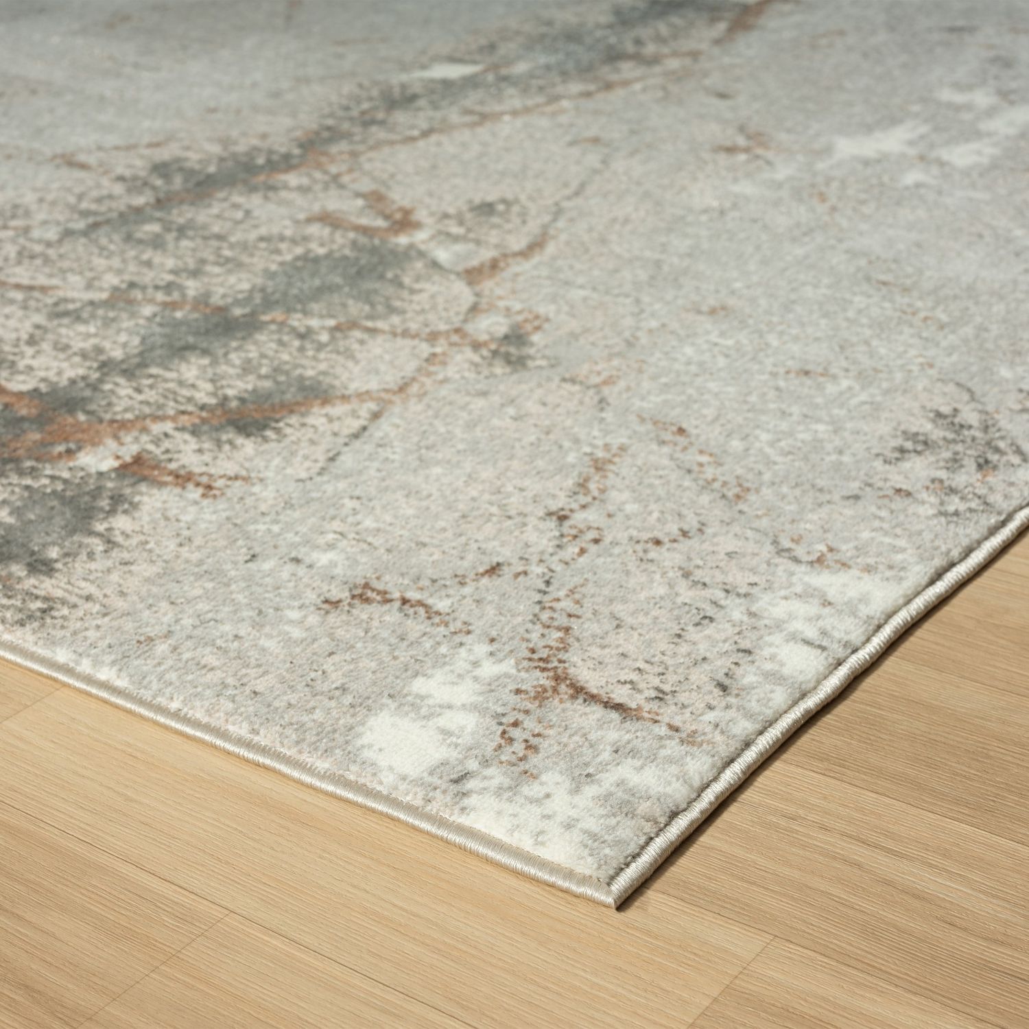 Anna Rae Beige and Gray Abstract Polyester Area Rug, 7'5" x 9'5"