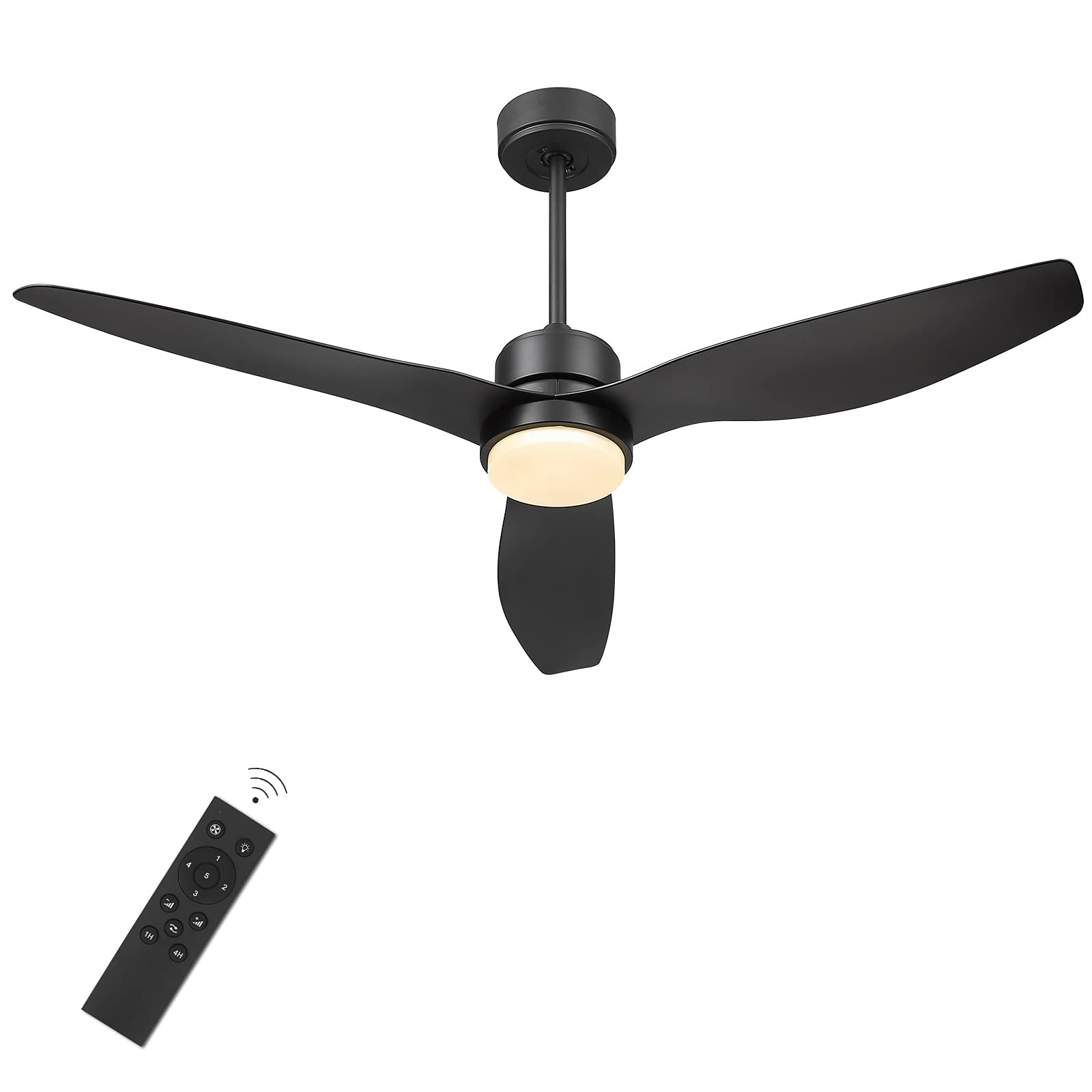 LTMATE LS52-YJ359 BKDM JAZAVA 52-in Integrated LED Outdoor Black with Black Blades Ceiling Fan With Light - Remote Included ( 3 -Blade )