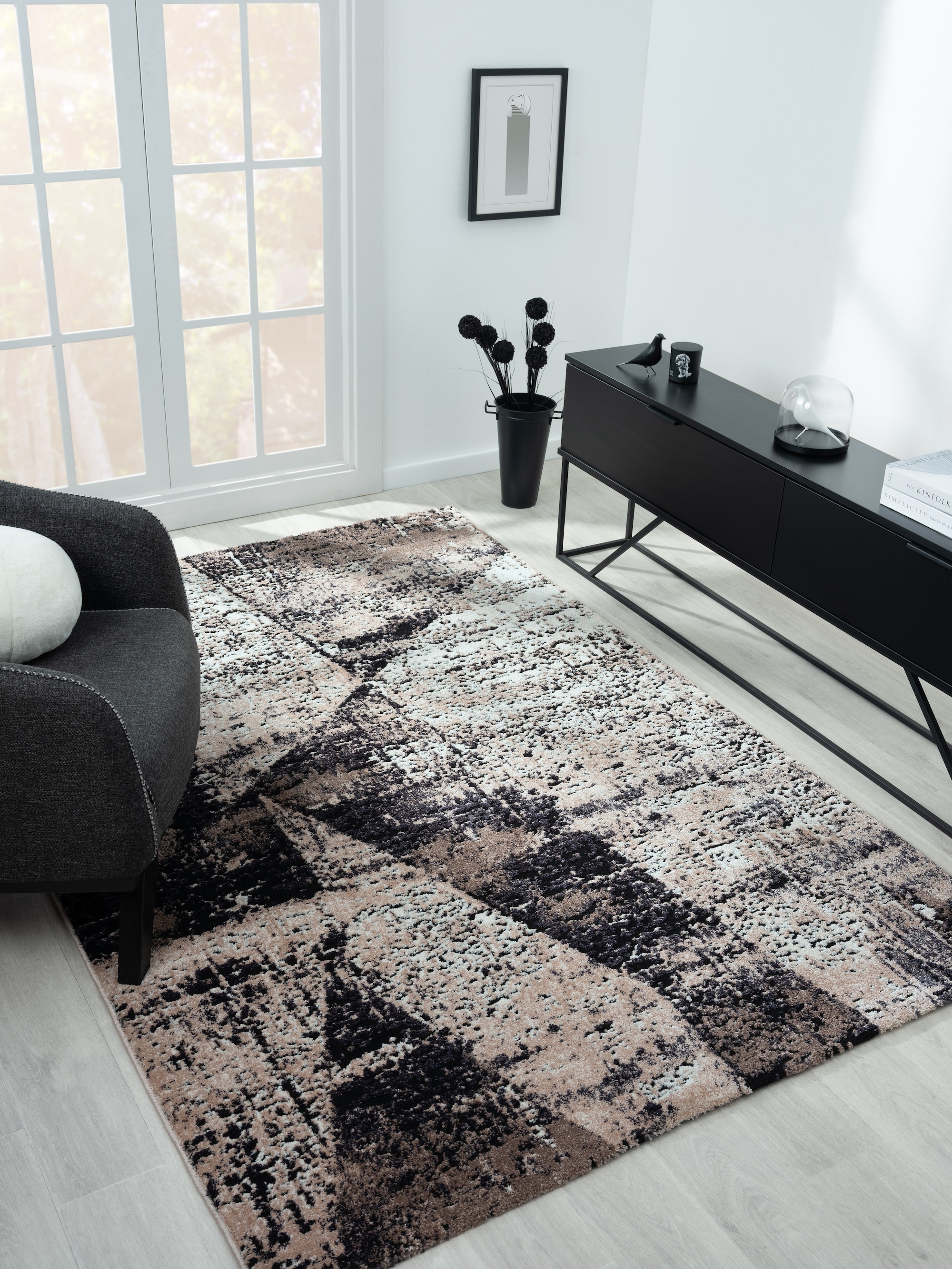 MDA Rugs Bergamo 7 X 10 (ft) Brown/Black Indoor Abstract Area Rug in ...