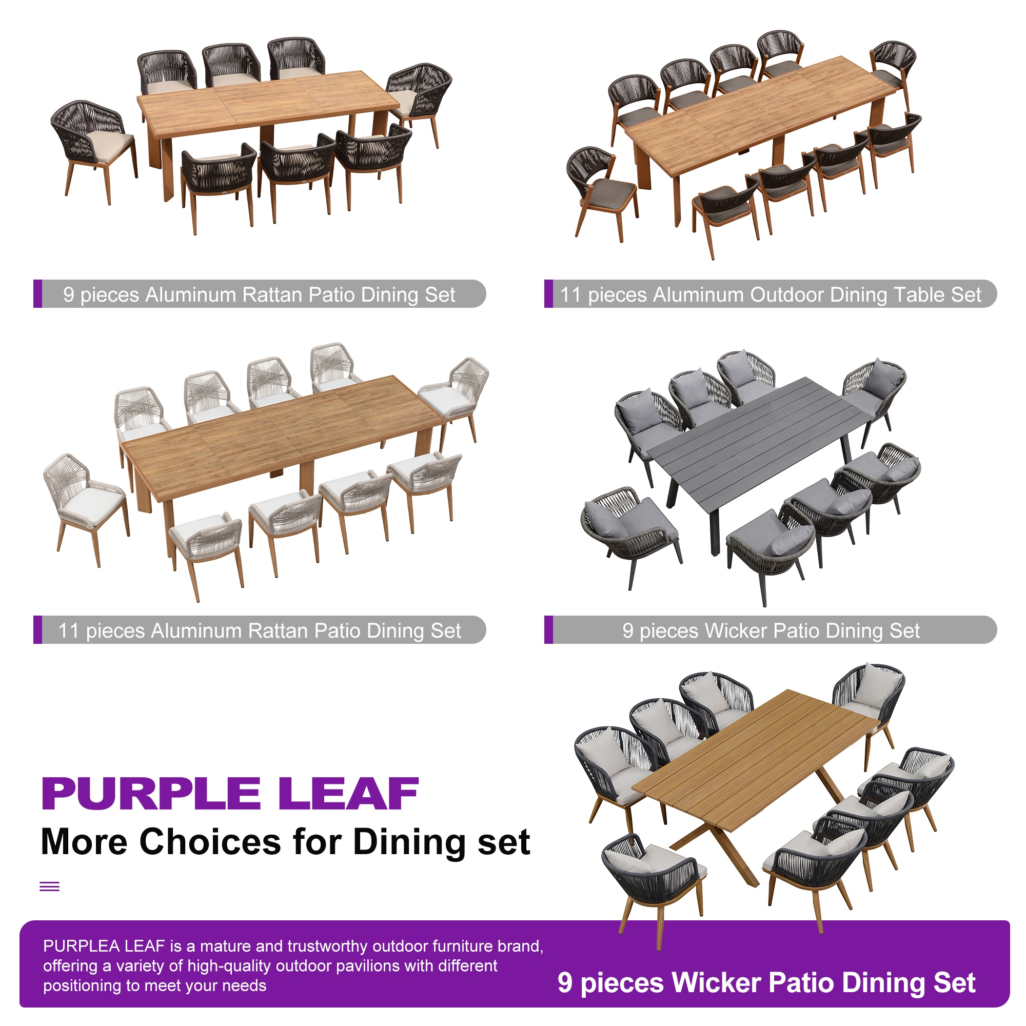 PURPLE LEAF LS04-DACS09-AW-250 Patio-Dining-Sets - View #14