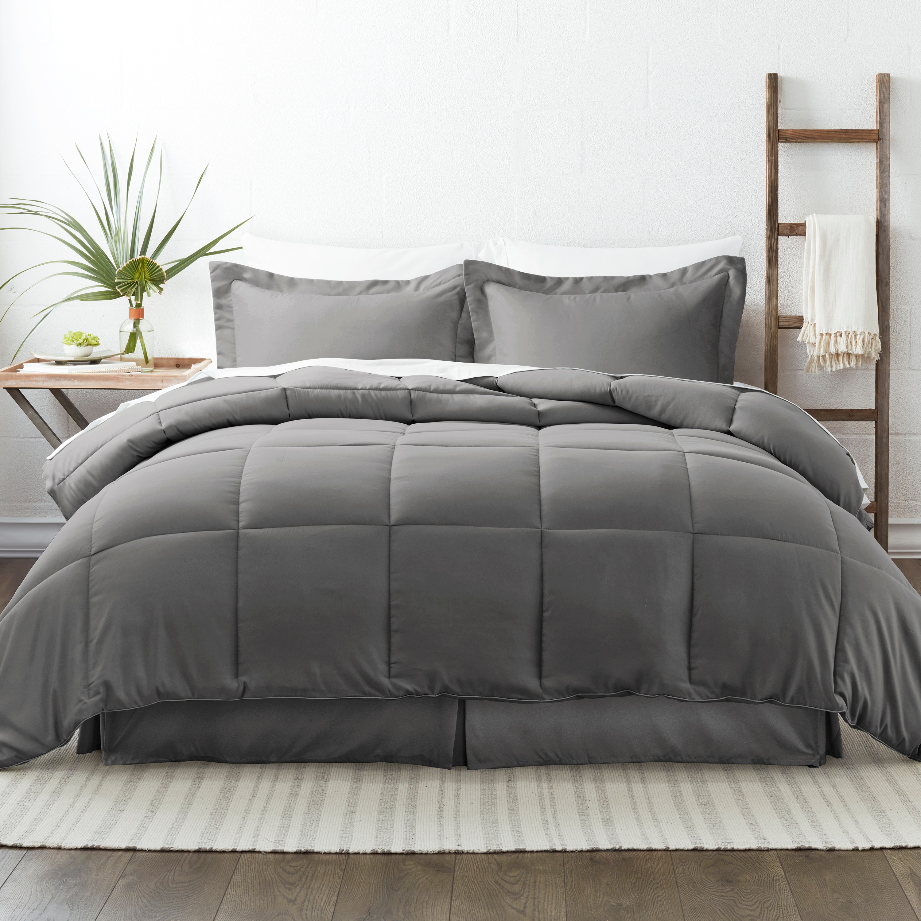 Set Soft Bed In Bag Home Bedroom Bedding Comfort Set 8 Pieces Full Size Black 