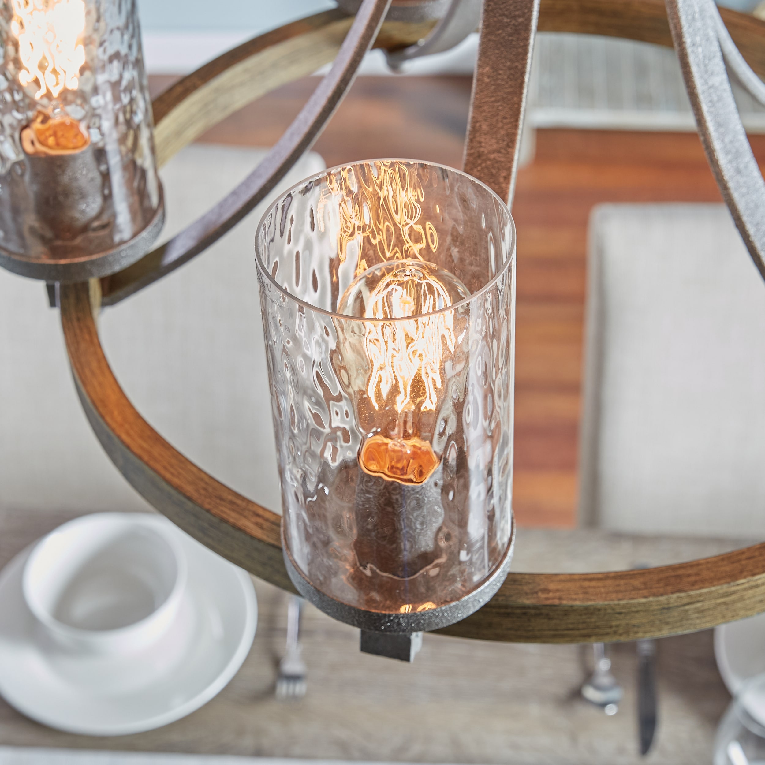 Angelo Distressed Oak & Slate Grey 5-Light Chandelier