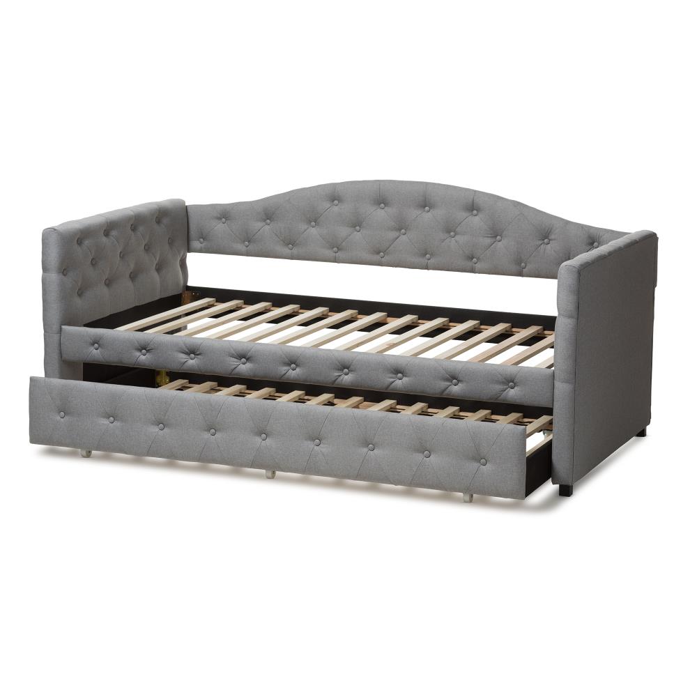 Baxton Studio Gwendolyn Grey Contemporary/Modern Polyester Twin Sofa ...