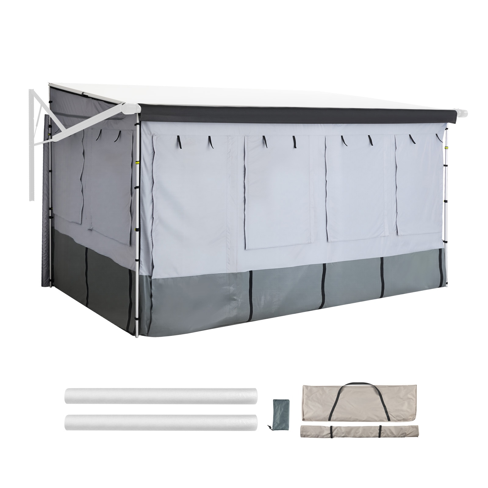 Mecale RV Awning Sun Shade Room 16-17 ft 3-Sided Enclosure with Door and Mesh Windows #VOL-TXKKKJ
