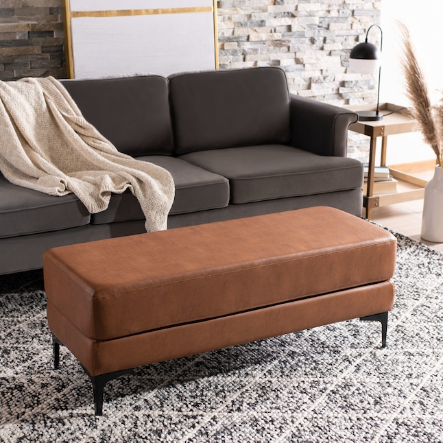 Safavieh Elise Modern Brown Pu/Black Accent Bench 48-in x 18-in in the ...