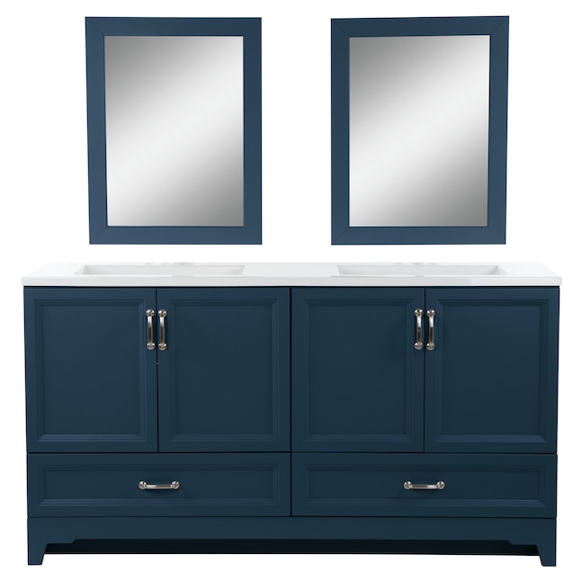 Style Selections 60 In Navy Blue Double, Mirror For 60 Inch Double Vanity Top