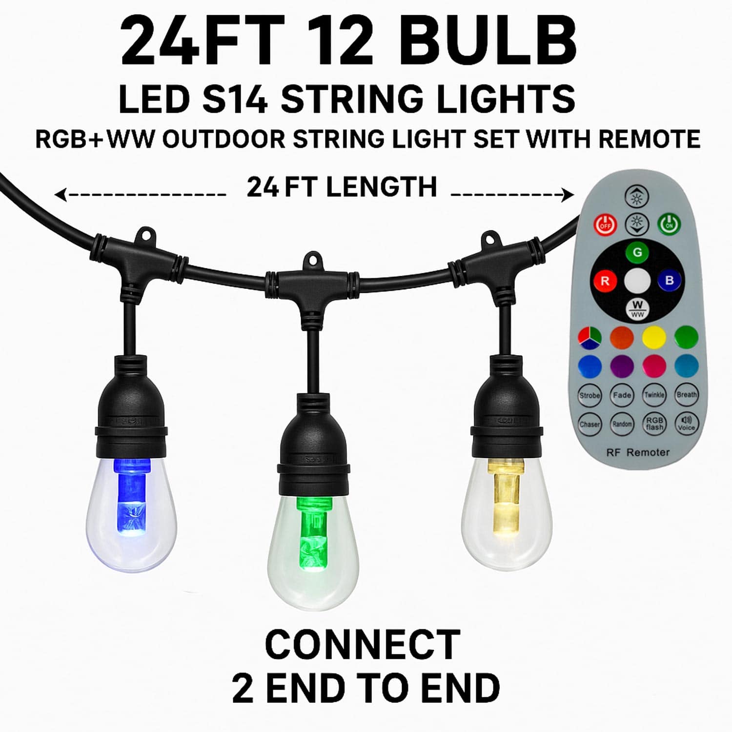 Novelty Lights S14-RGBWW-24-WH Patio-String-Lights - View #2