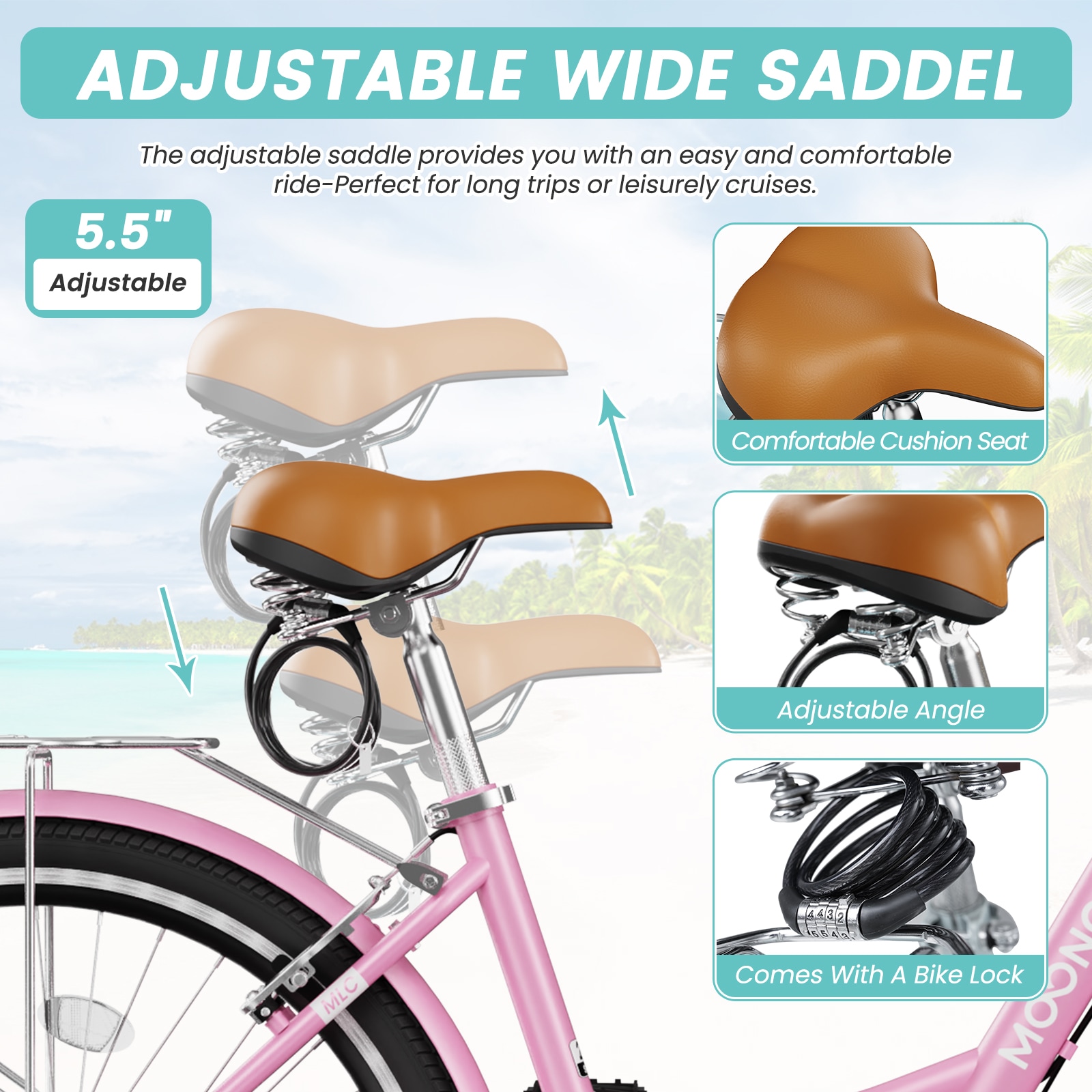 wonderwall76a.n.d.designworks ２6インチ MOONCOOL 26 inch 7 Speed Beach Cruiser Bikes with Front Basket