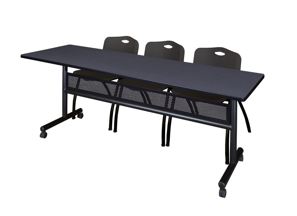Regency MKFTM8424GY47BK Training Gray 4-Person Training Table (84-in W x 29-in H)