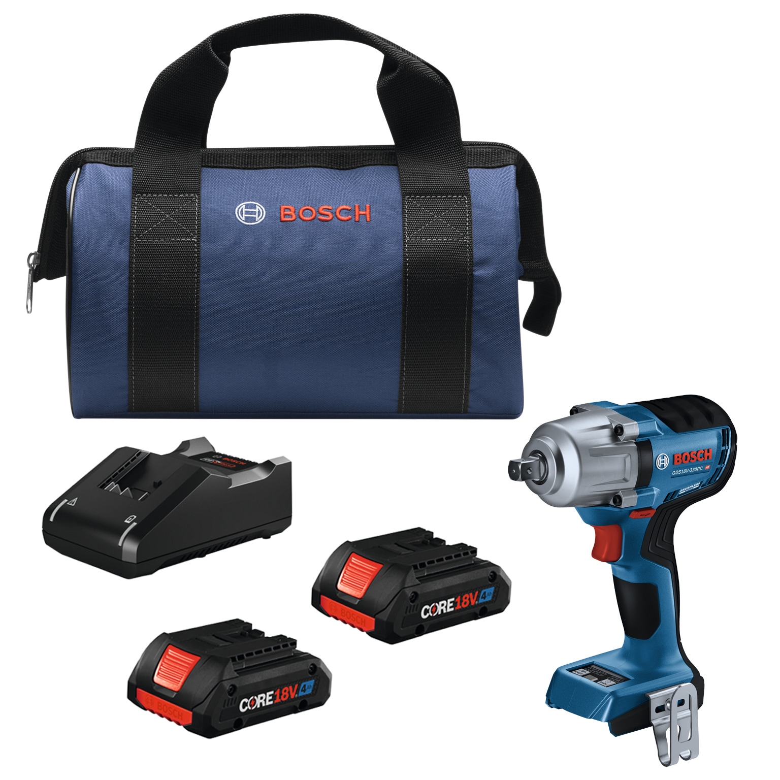 Bosch 4-Amp 18-volt Variable Brushless 1/2-in square Drive Cordless Impact Wrench (2 Batteries) GDS18V-330PCB25 Sansujyuku sansujyuku.com