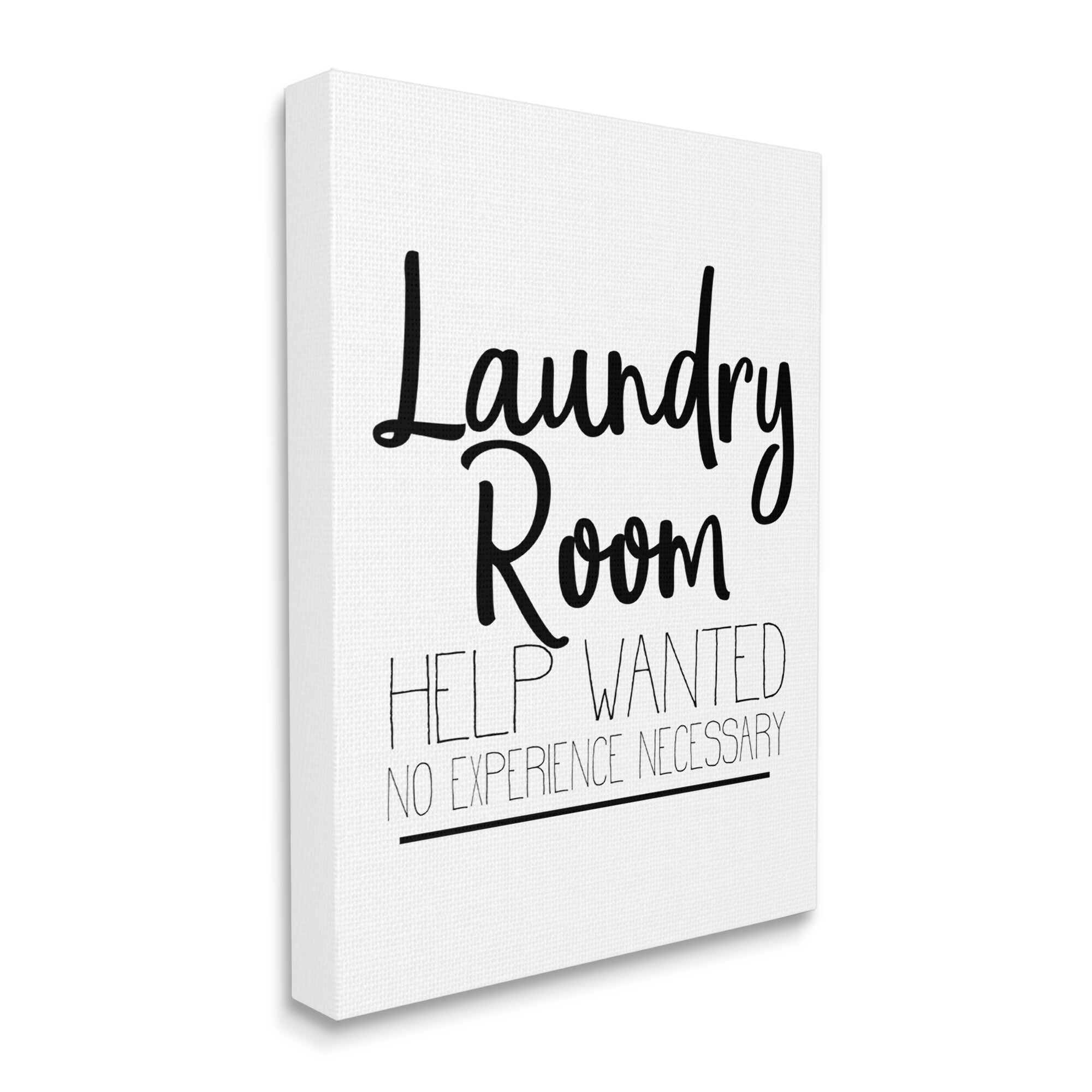 Help Wanted Laundry Room Sign Bold Black White Kim Allen 40-in H x 30-in W Whimsical Print on Canvas | - Stupell Industries AE-871-CN-30X40