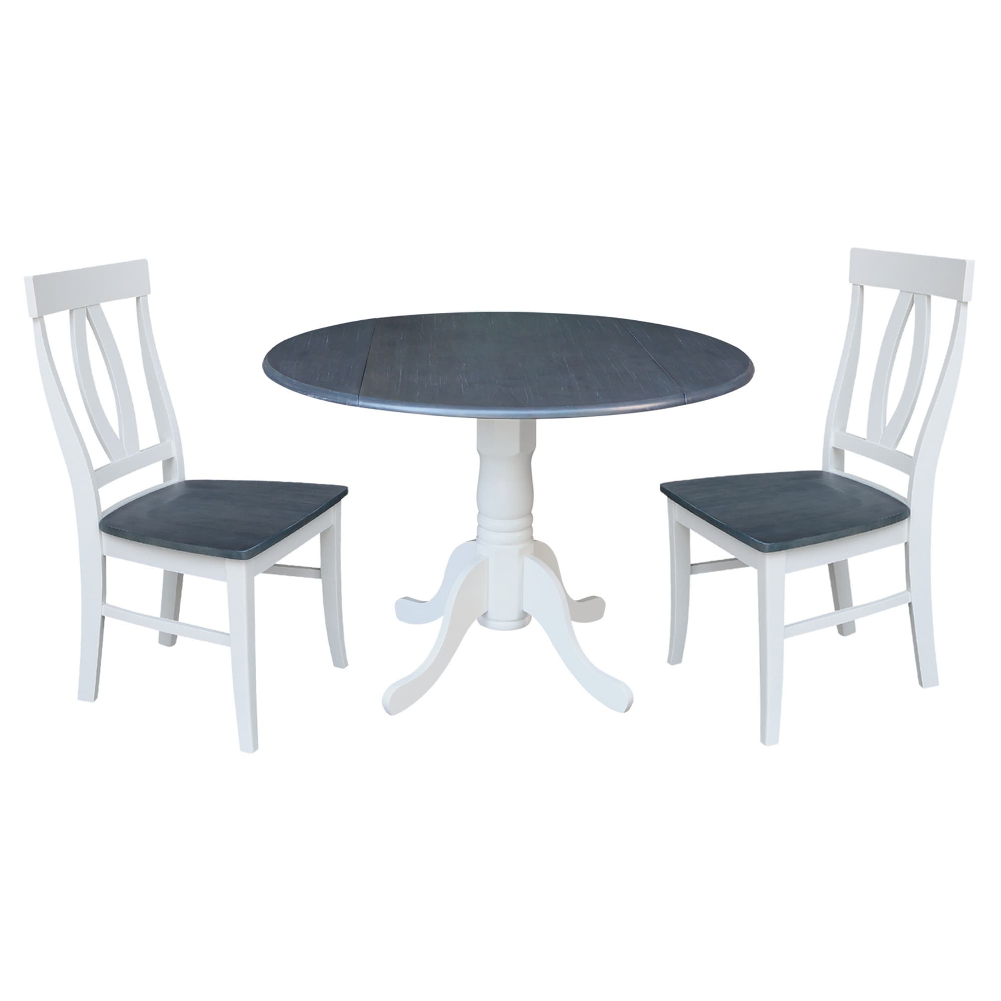 International Concepts K05-42DP-C170P White/Heather Gray Traditional Dining Room Set with Round Table (Seats 2)