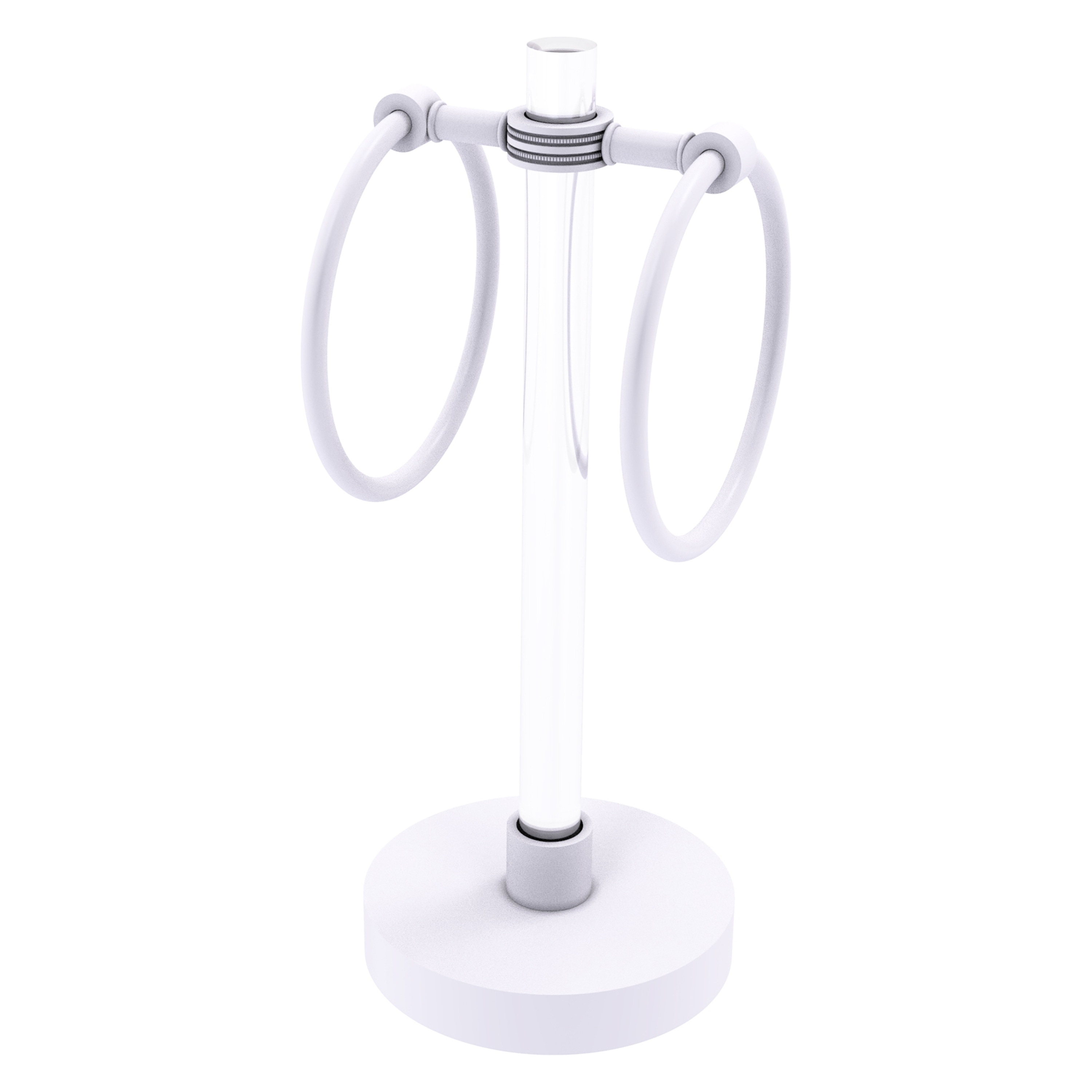 Allied Brass CV-GTRSD-10-WHM Clearview Matte White Freestanding countertop Single Towel Ring