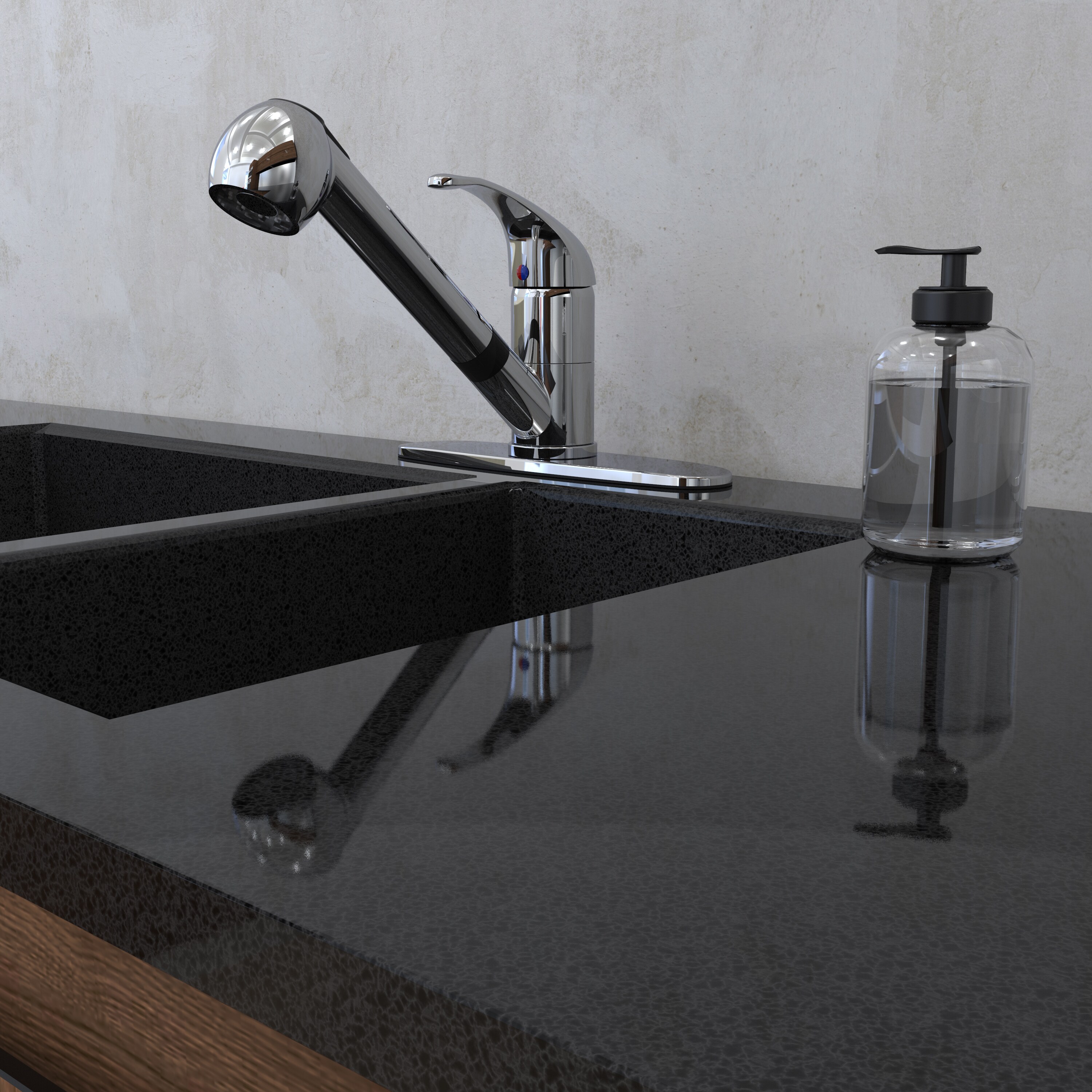 Polished Chrome Single Handle Pull-Out Kitchen Faucet with Sprayer