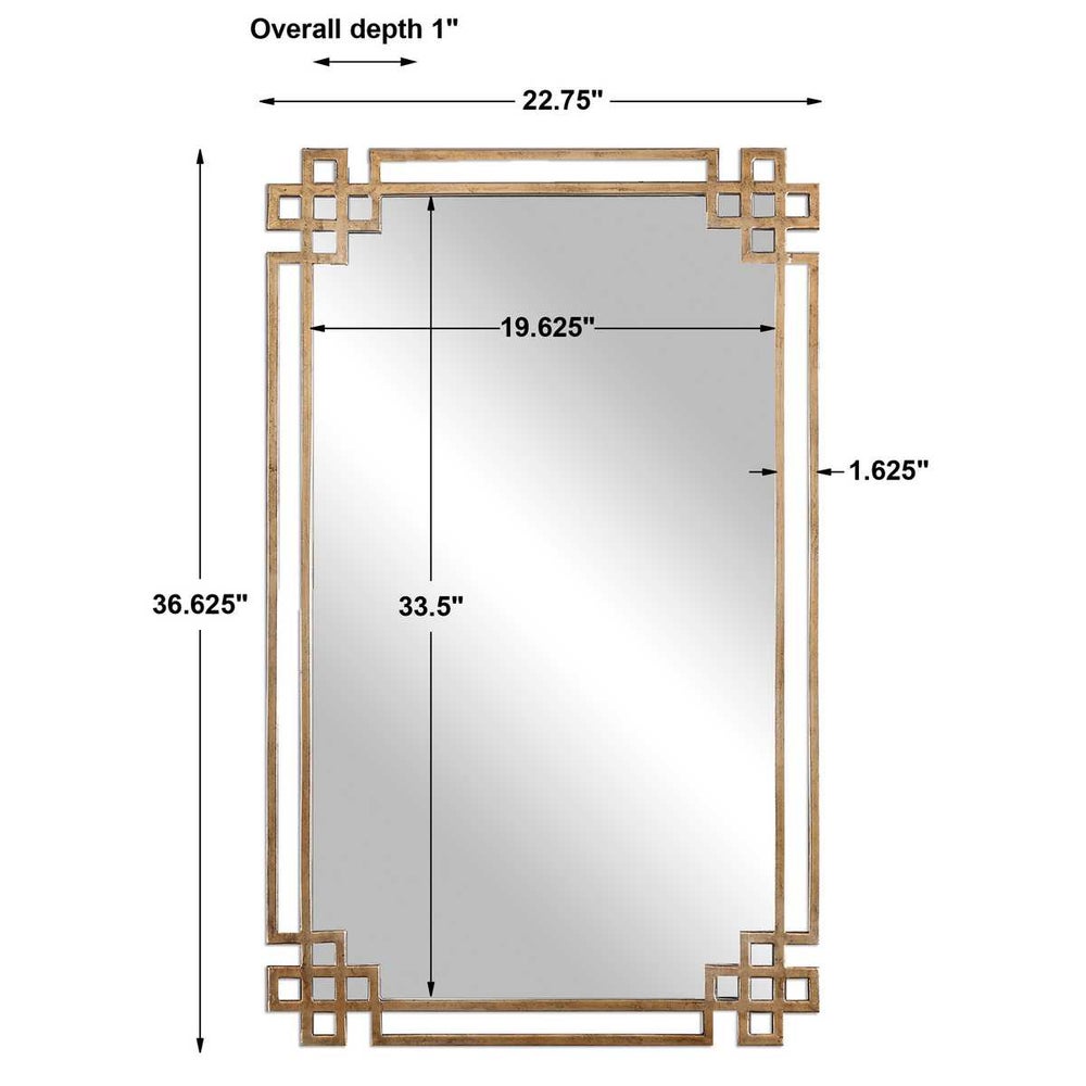 Contemporary Elegance Gold Rectangular Metal Wall Mirror 23"x37"