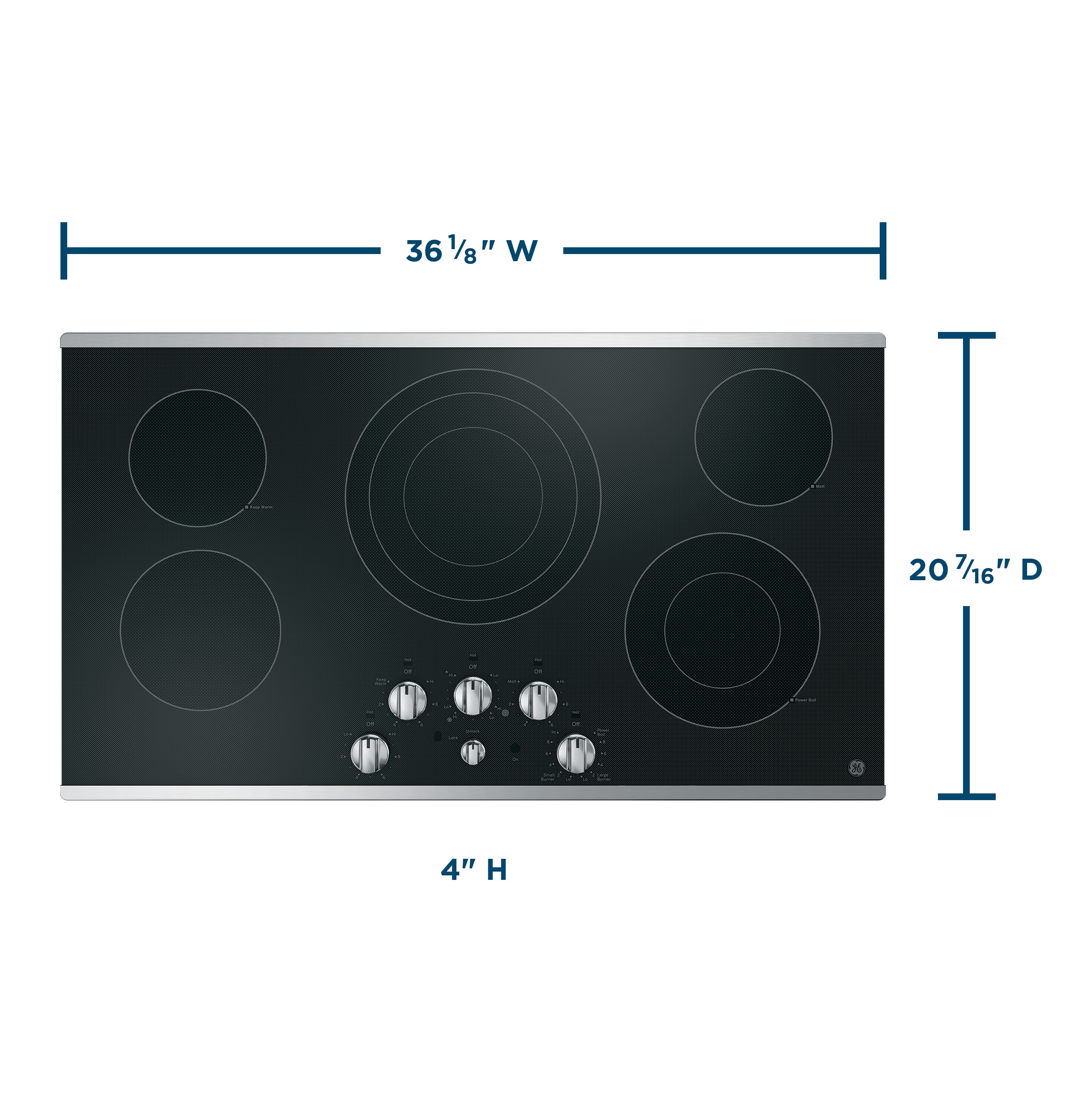 GE Profile 5-Element Smooth Surface Electric Cooktop (Stainless Steel)  (Common: 36-in; Actual 36.125-in)