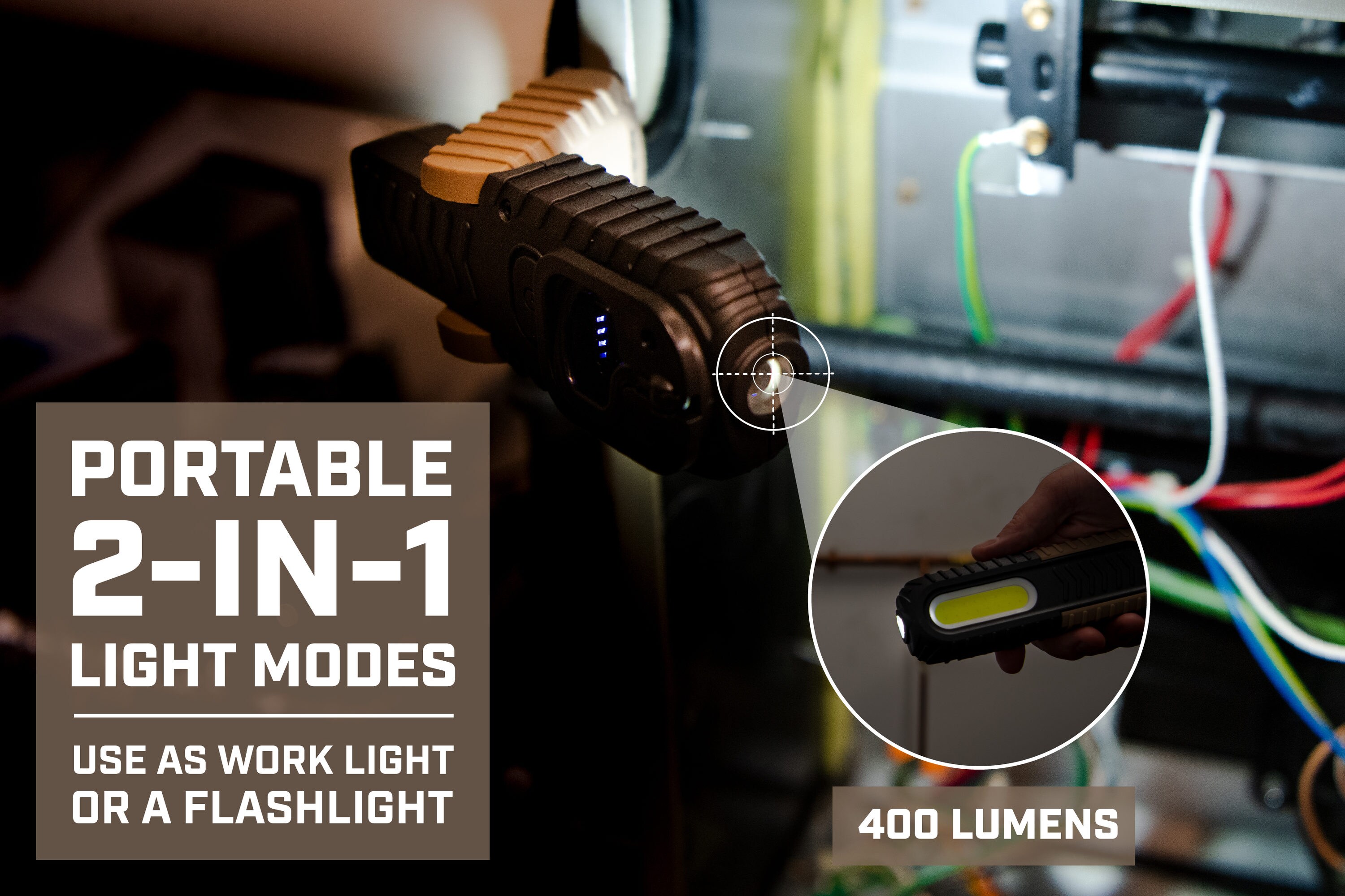 Handheld LED Rechargeable Work Light / Flashlight Magnetic 2 Mode 300/150 Lumens