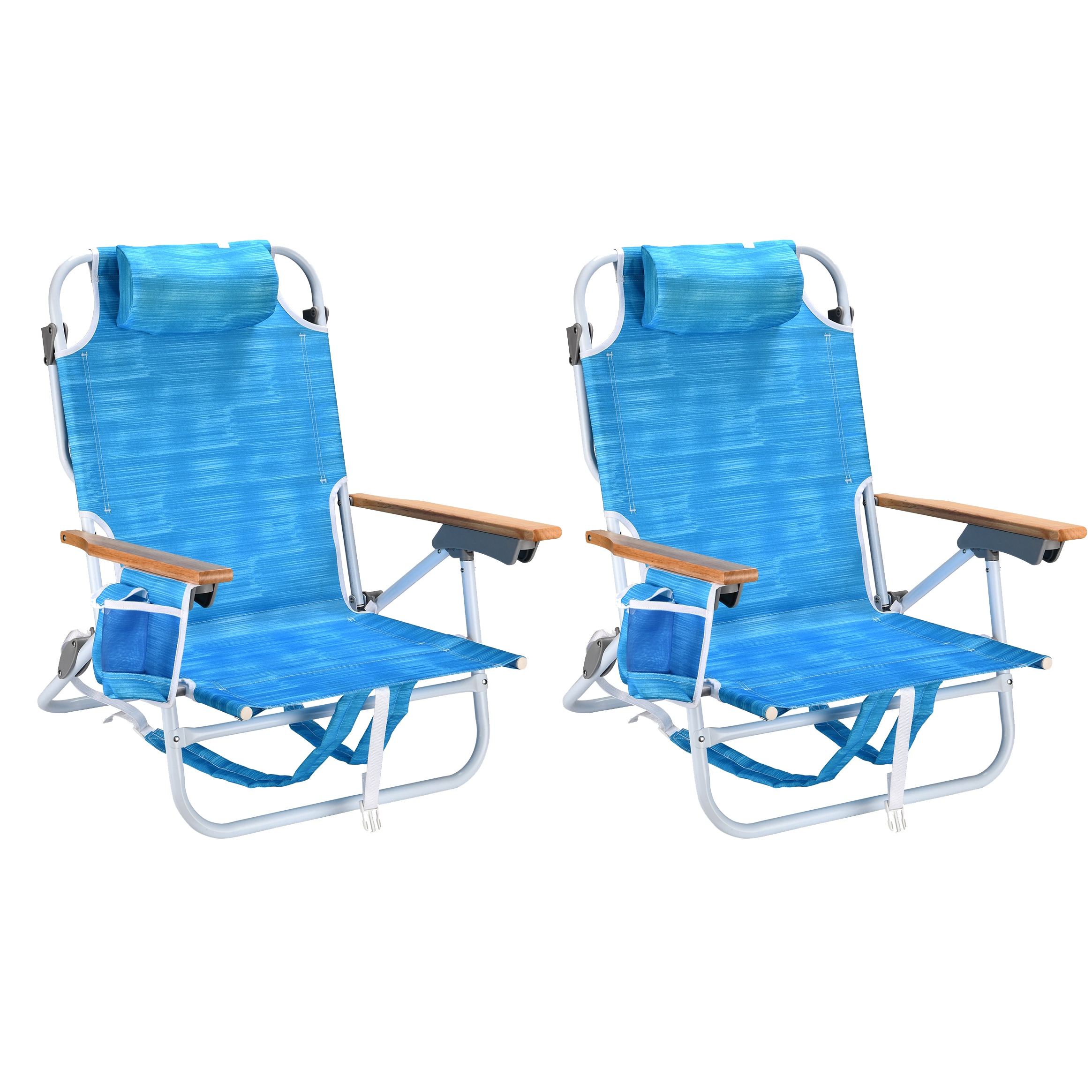 Kahomvis BEACH-QP109-226 Polyester Blue Folding Beach chair Adjustable and