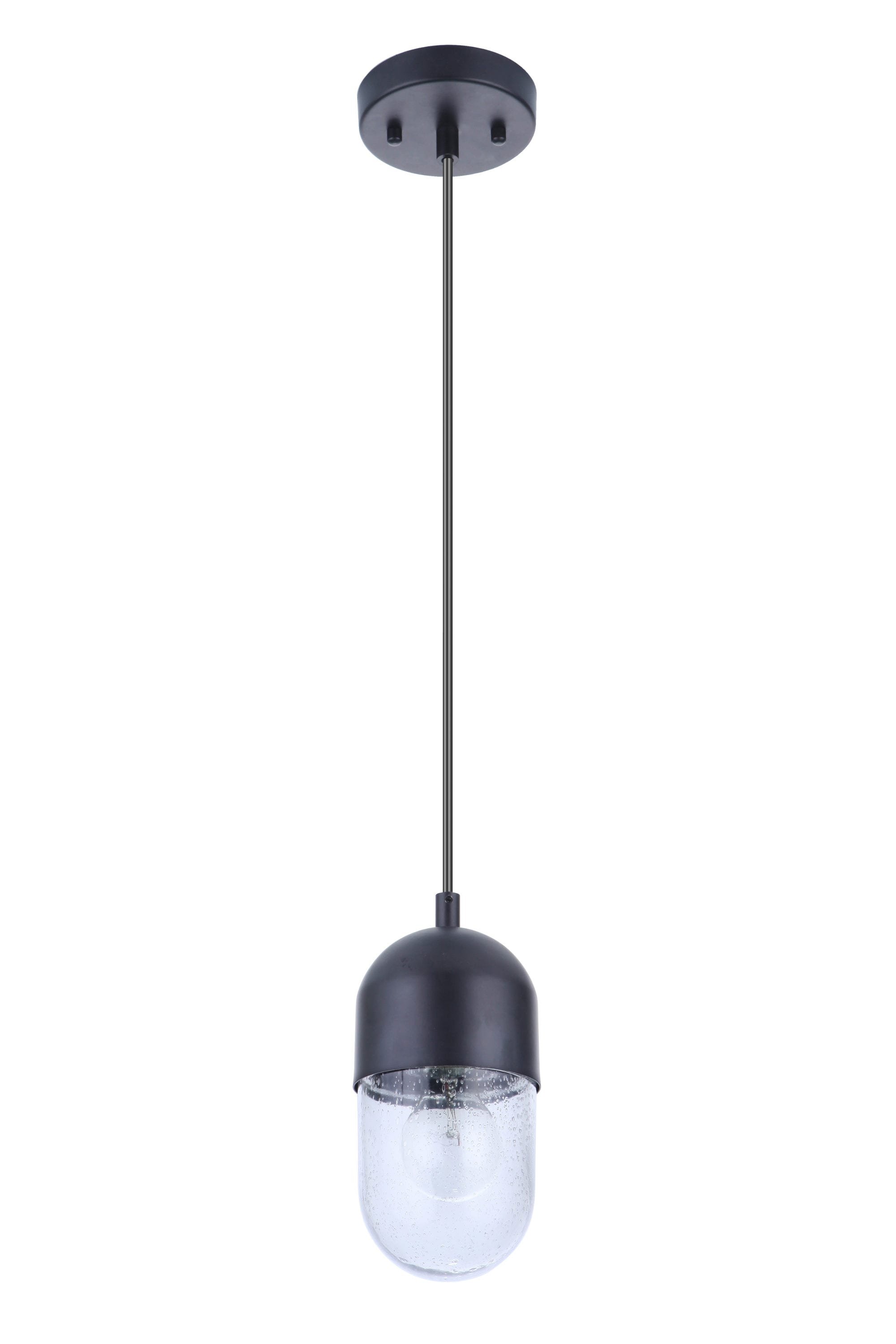 Craftmade Pill Flat Black Modern/Contemporary Textured Glass Cylinder Mini Hanging Pendant Light | 55091-FB