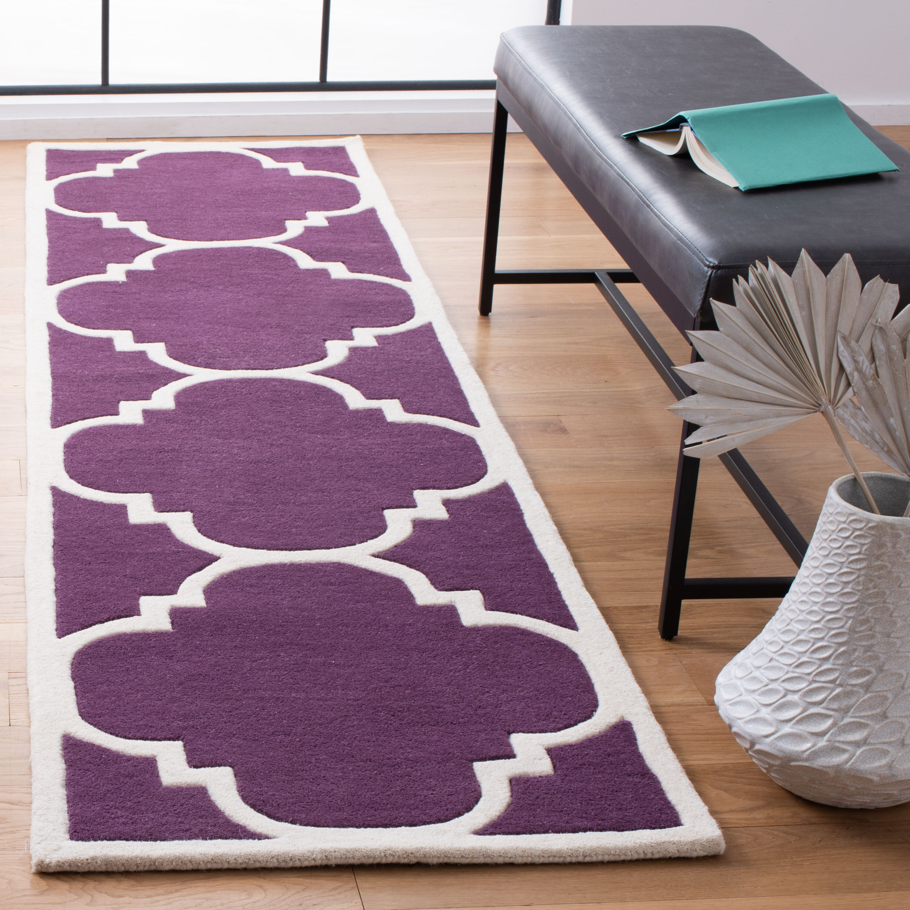  Chatham 730 Purple/Ivory Contemporary 2ft-3in x 9ft Runner Rug