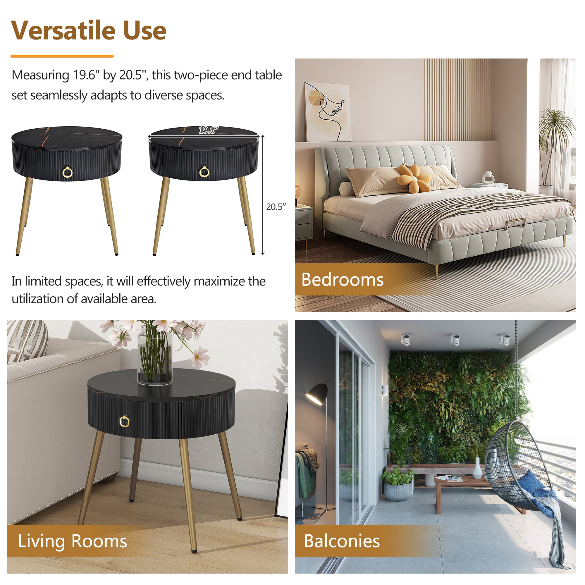 Mondawe MO-JH052-014BK End-Tables - View #3