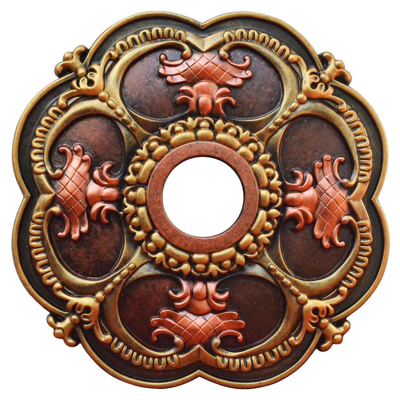 From Plain to Beautiful in Hours CCMF-044-INT-LL Polylobed Wreath 18-in W x 18-in L Architectural Antique Copper, Copper, Olympic Gold Polyurethane Ceiling Medallion