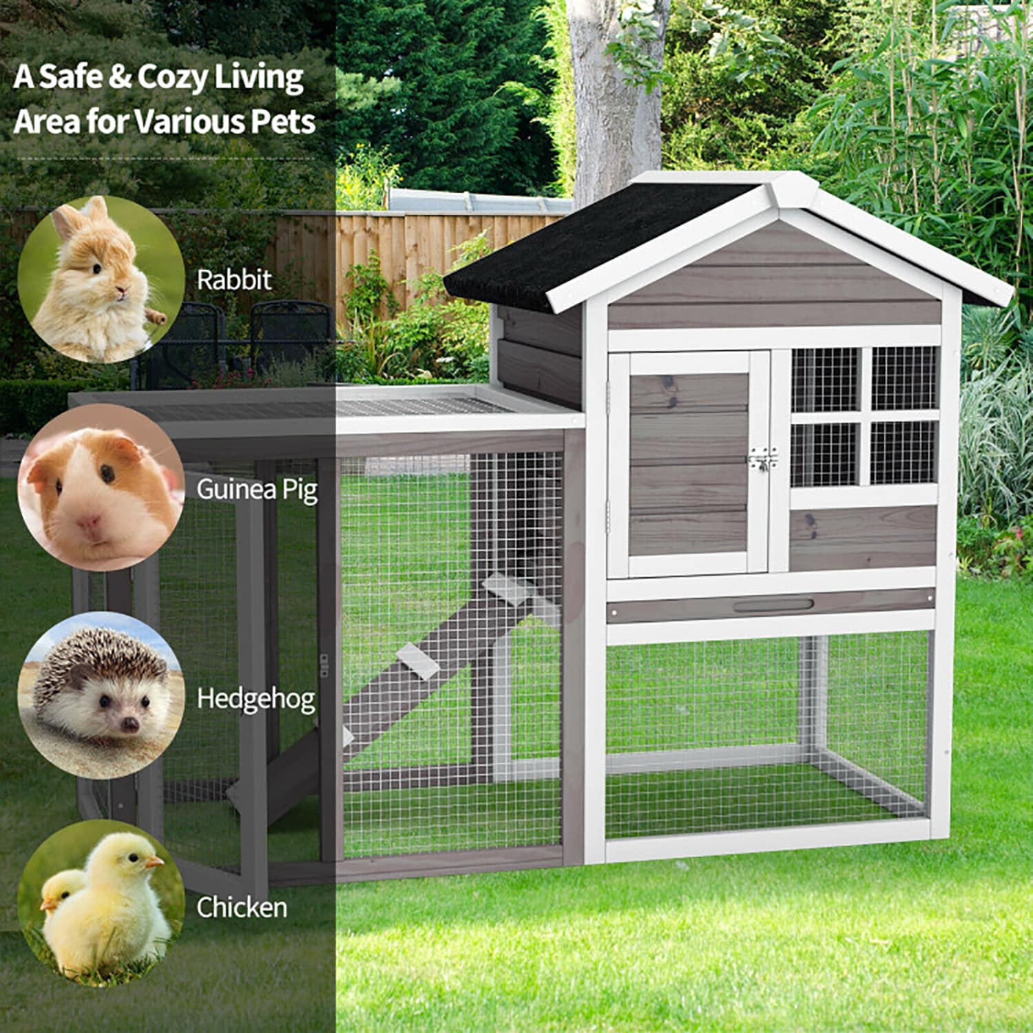 GZMR Gray Wood Convertible Chicken Coop and Rabbit Hutch in the Chicken ...