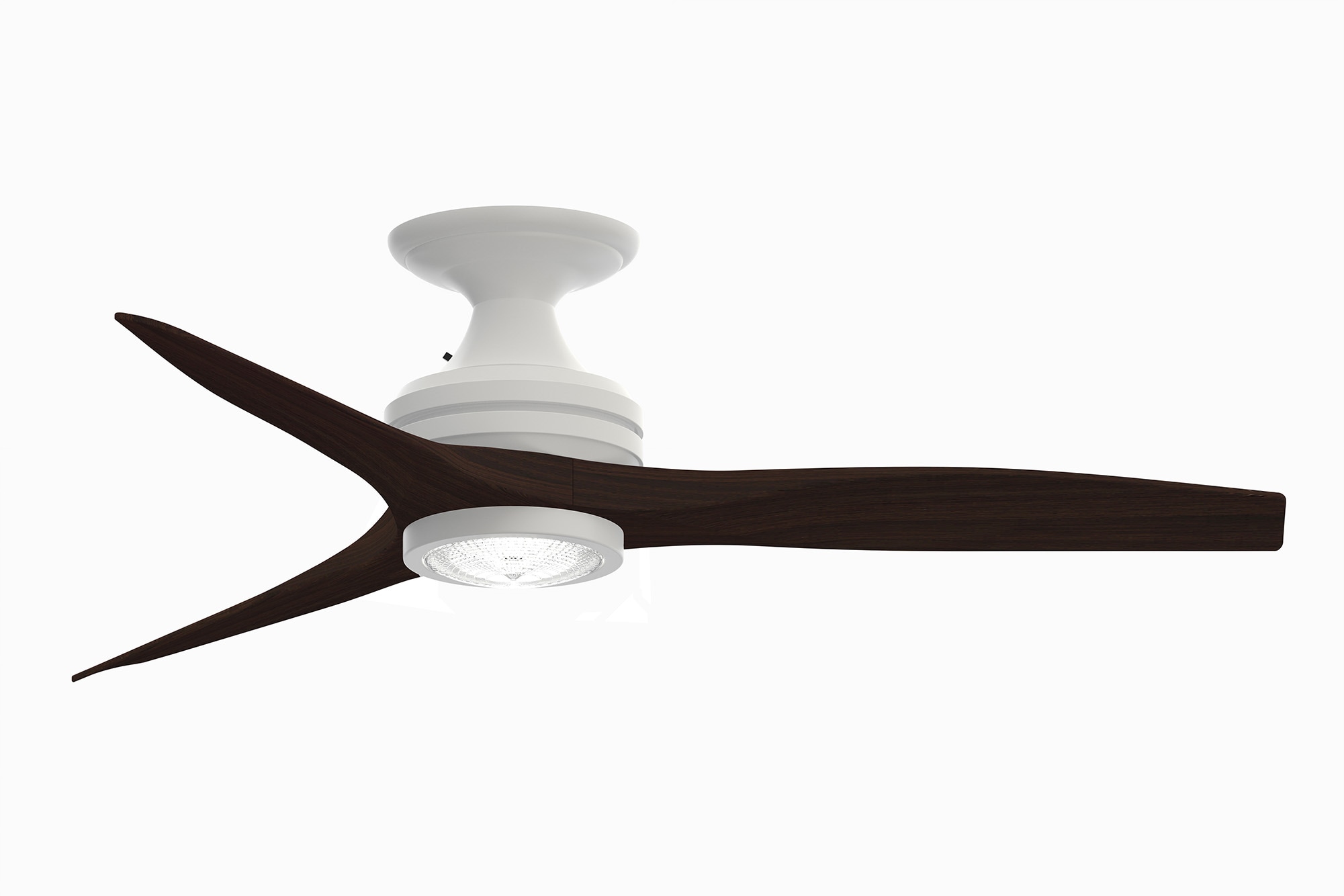 Fanimation FP6721BMW-48DWA-LK-F Spitfire 48-Inches Matte White with Dark Walnut Blades Integrated LED Fixture Indoor/Outdoor Flush mount Propeller Ceiling Fan With Light and Remote ( 3 -Blade)