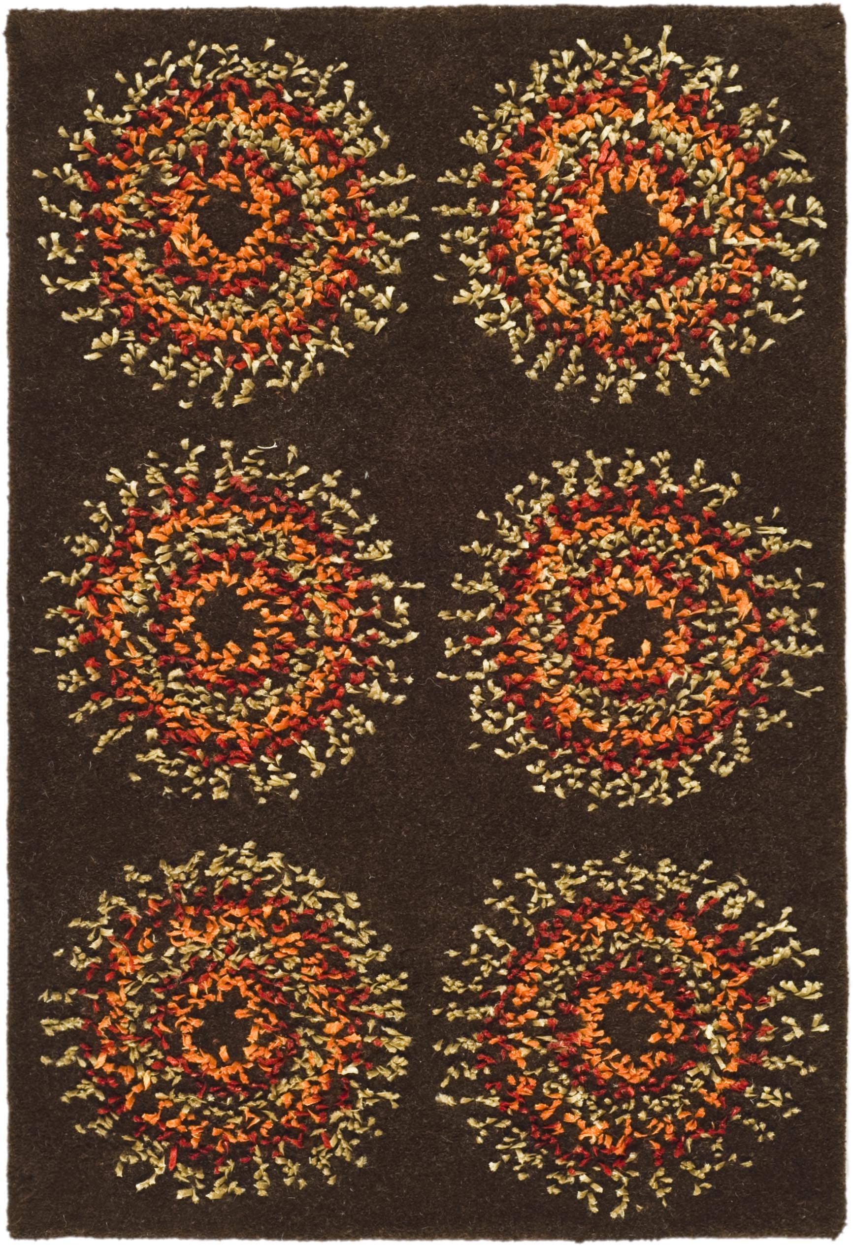 2 x 3 (ft) Tufted Wool Brown / Gold Rectangular Indoor Geometric Mid-Century Modern Professionally Clean Only Area rug