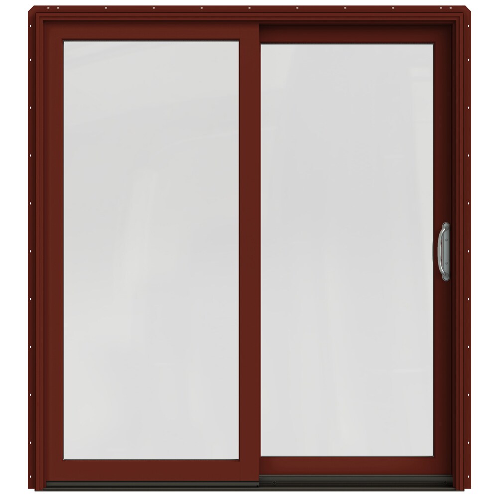 JELD-WEN LOWOLJW220100198 72-in x 80-in Low-e Argon Mesa Red Clad-wood Sliding Right-Hand Sliding Double Patio Door Screen Included