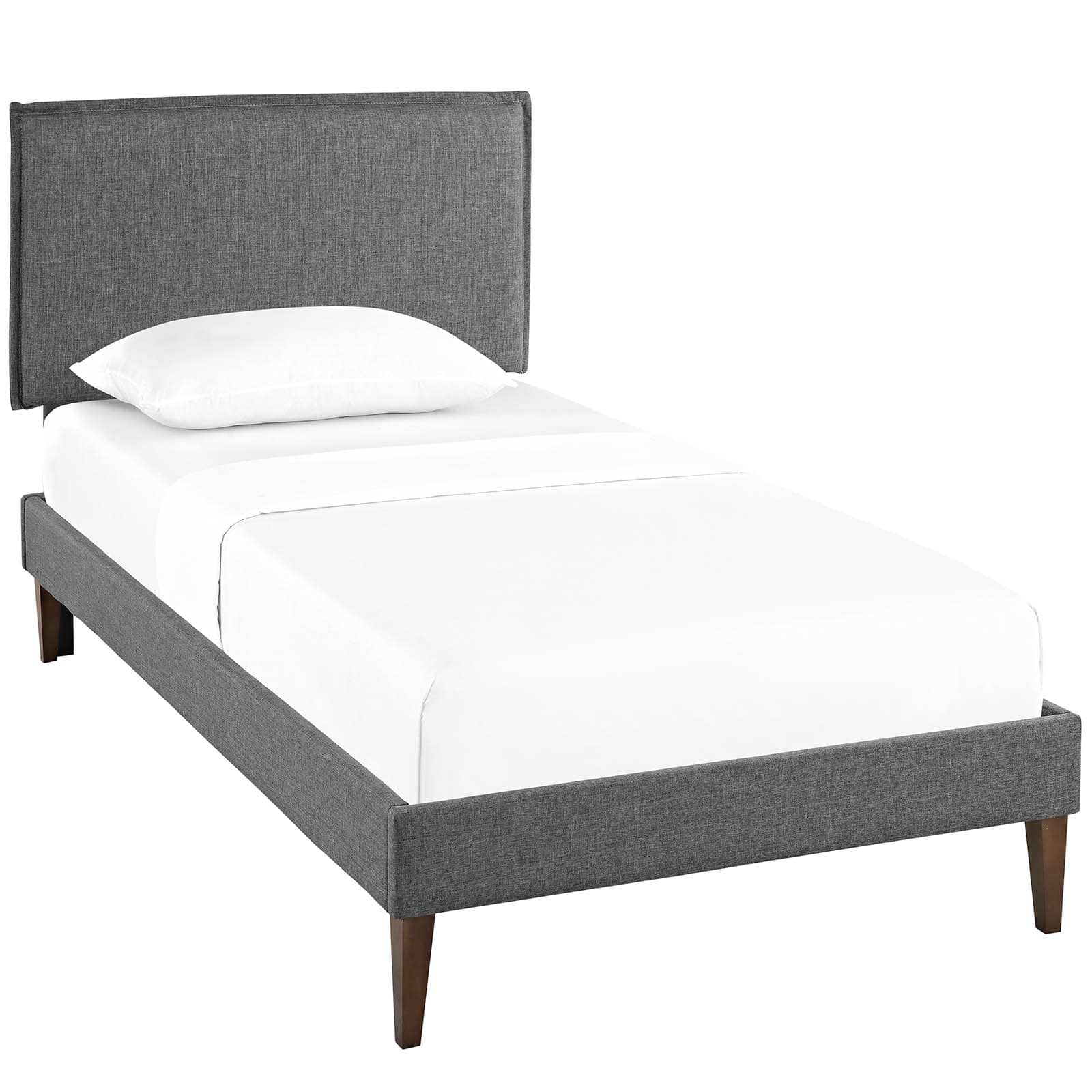 Modway -  Camille Fabric Twin Platform Bed with Squared Tapered Legs in Gray