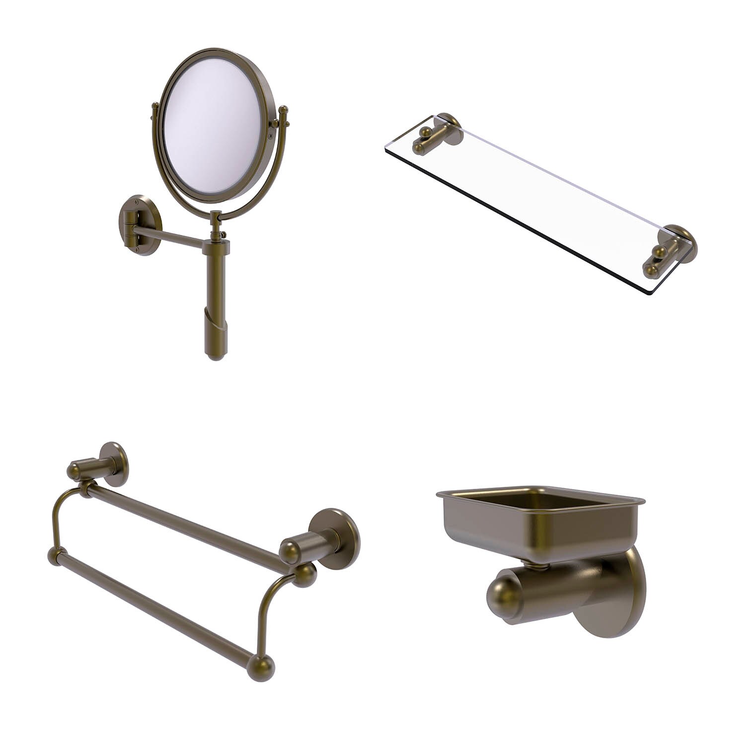 Allied Brass Soho 8-in x 15-in Antique Double-sided Magnifying Wall-mounted  Vanity Mirror at