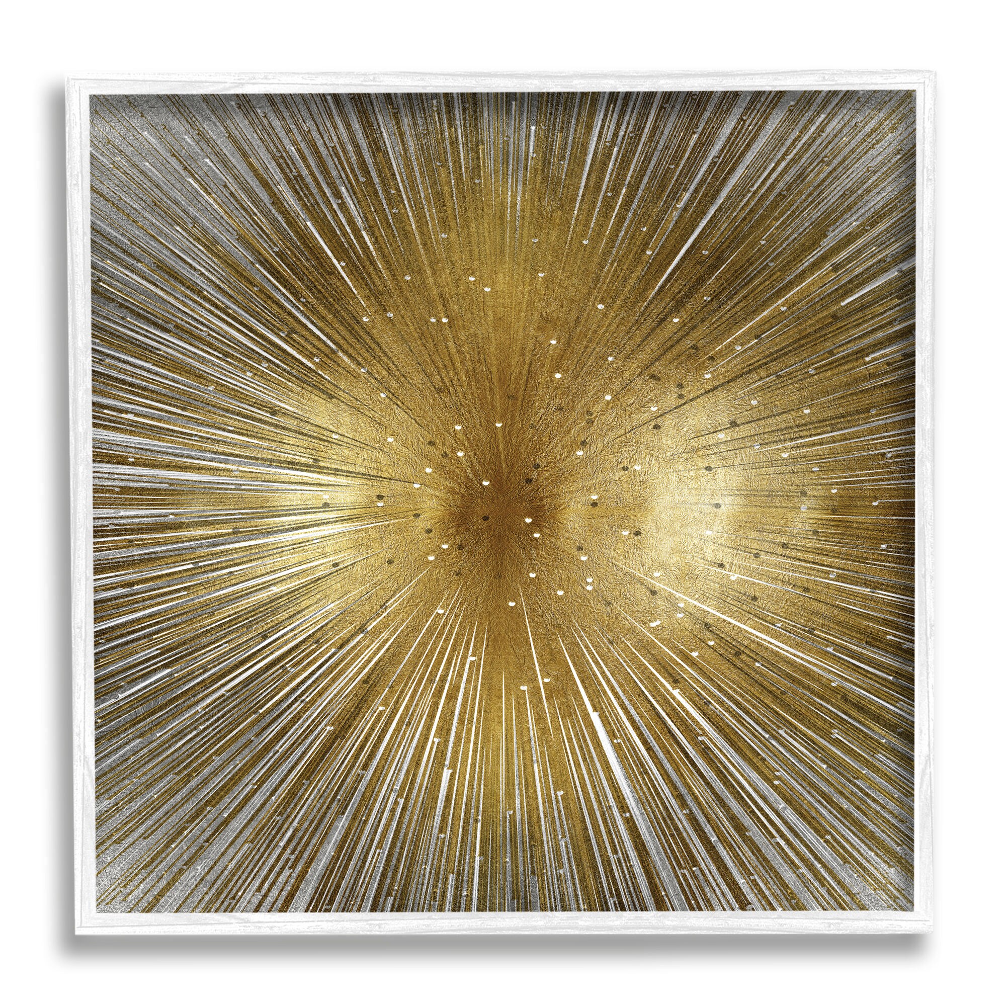 Stupell Industries AE-614-WFR-24X24 Art Deco Abstract Sunburst Lines Polka Dots Abby Young Framed 24-in H x 24-in W Abstract Print